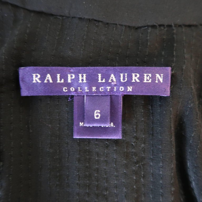 Ralph Lauren Collection Black Beaded Silk Nehru Collar Evening Blouse ...