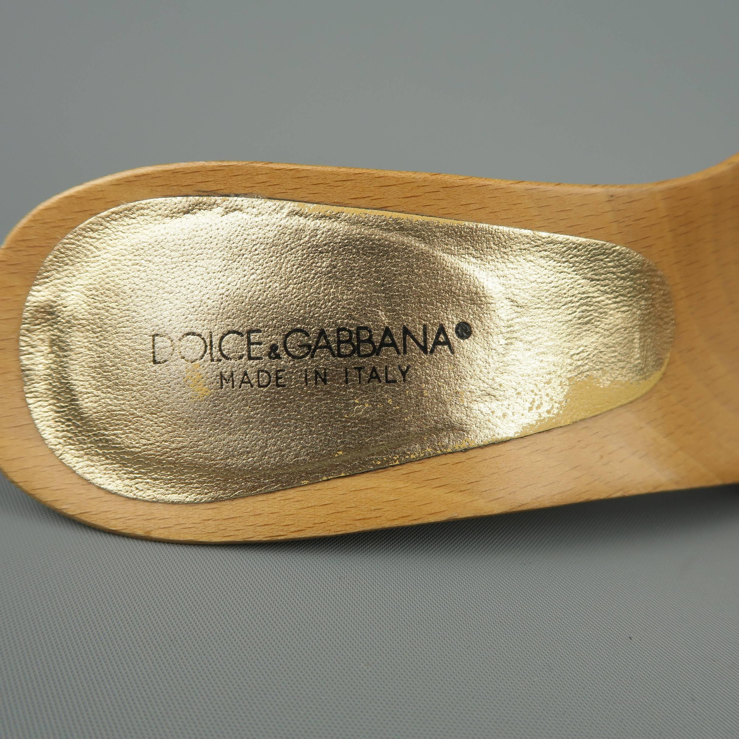 Women's DOLCE & GABBANA Size 7 Blue Rhinestone Suede Wooden Platform Mule Sandals