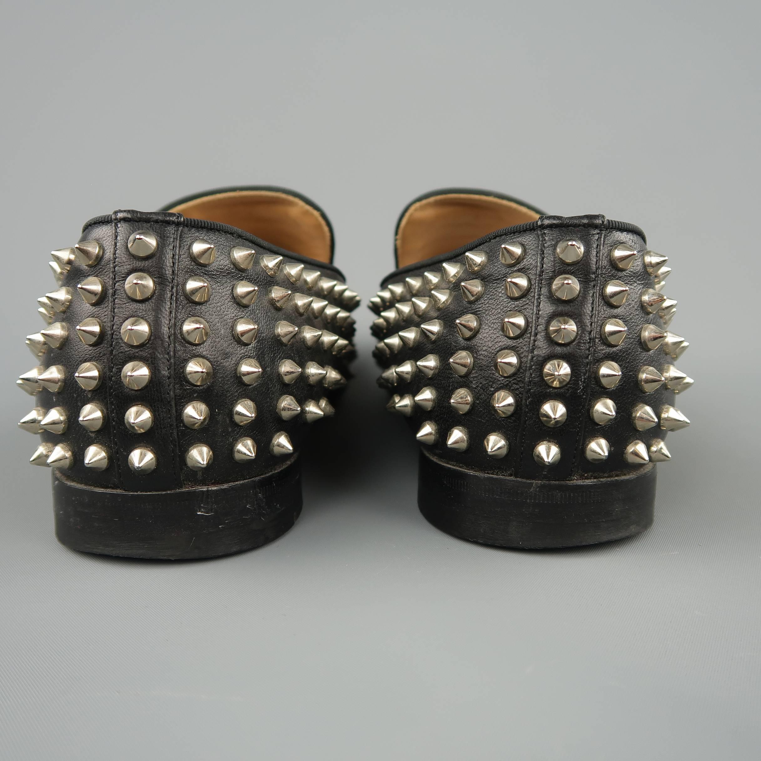 Men's CHRISTIAN LOUBOUTIN Size 9.5 Black Rollerboy Spikes Leather Loafers 3