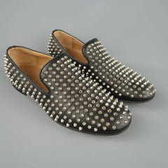 Men's CHRISTIAN LOUBOUTIN Size 9.5 Black Rollerboy Spikes Leather Loafers