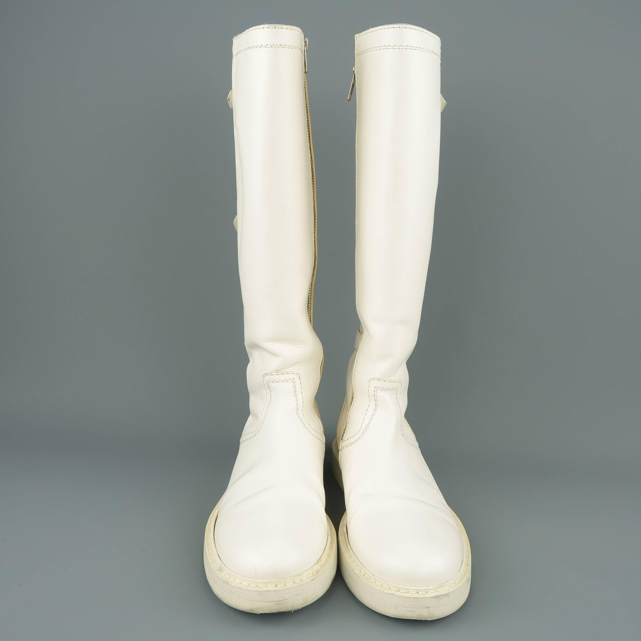 white knee high boots men