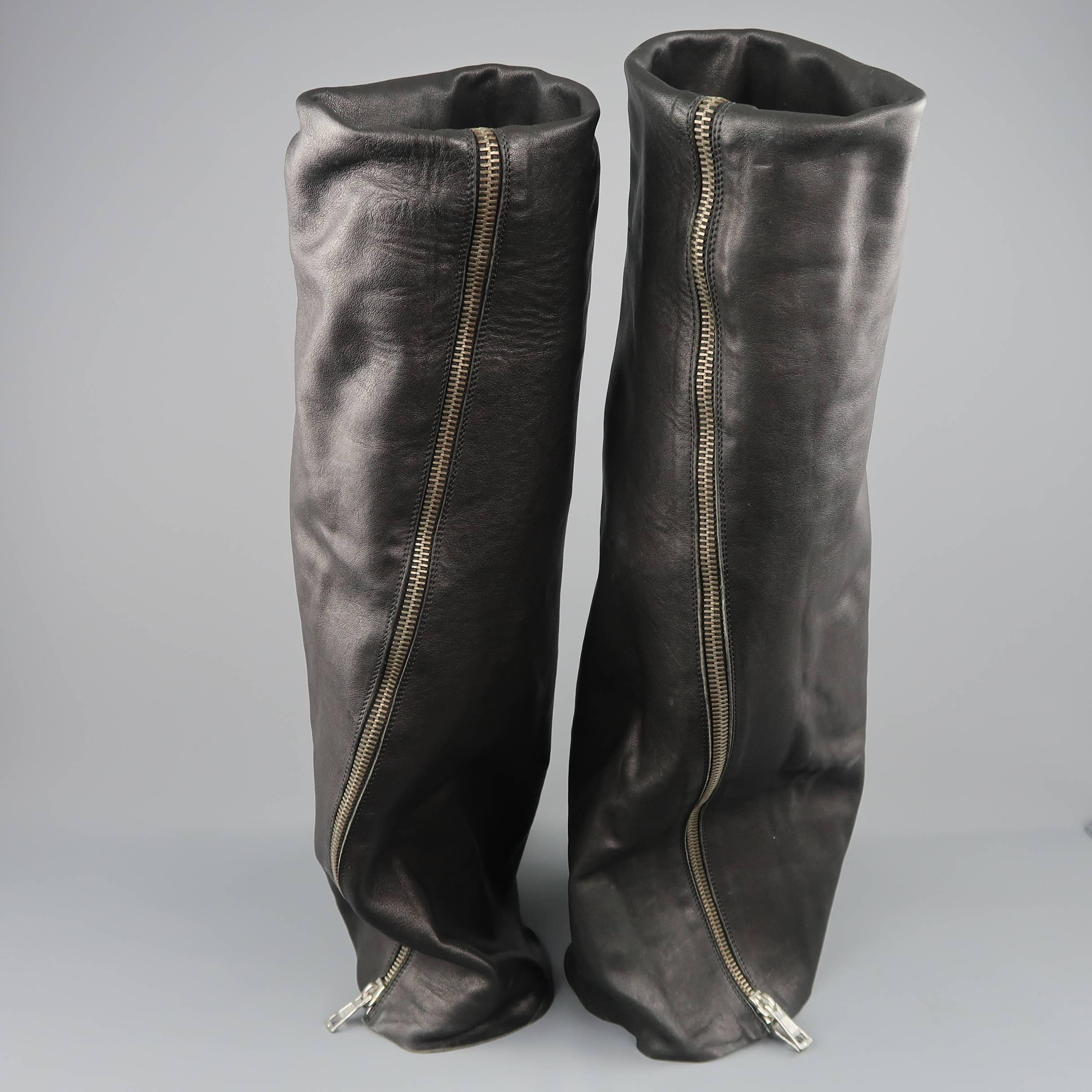 Rick Owens Boots - Spring 2011 Anthem Runway - Leather, Black, Shoes In Fair Condition In San Francisco, CA