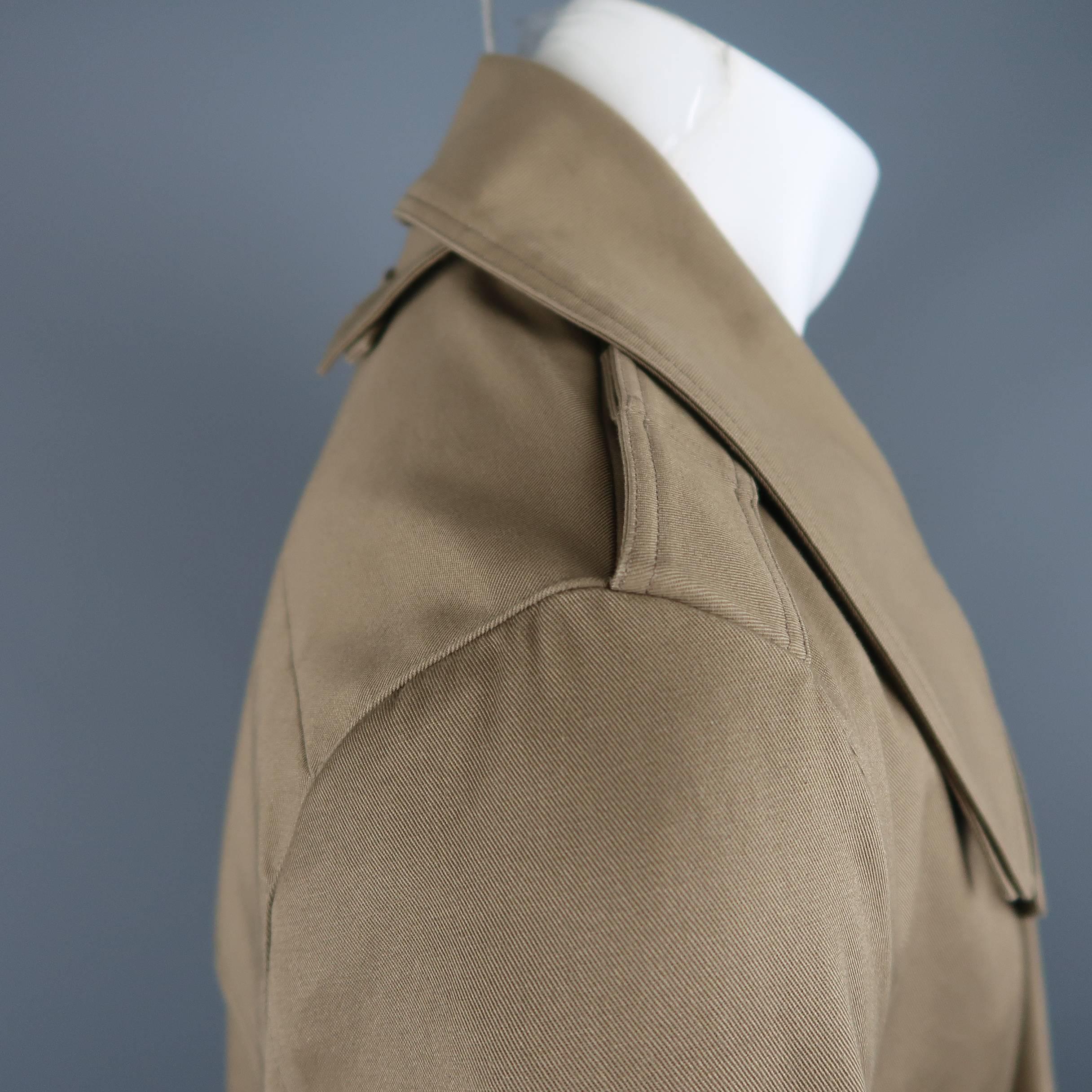 Women's or Men's Men's DIOR HOMME 38 Khaki Cotton Double Breasted Trench Coat