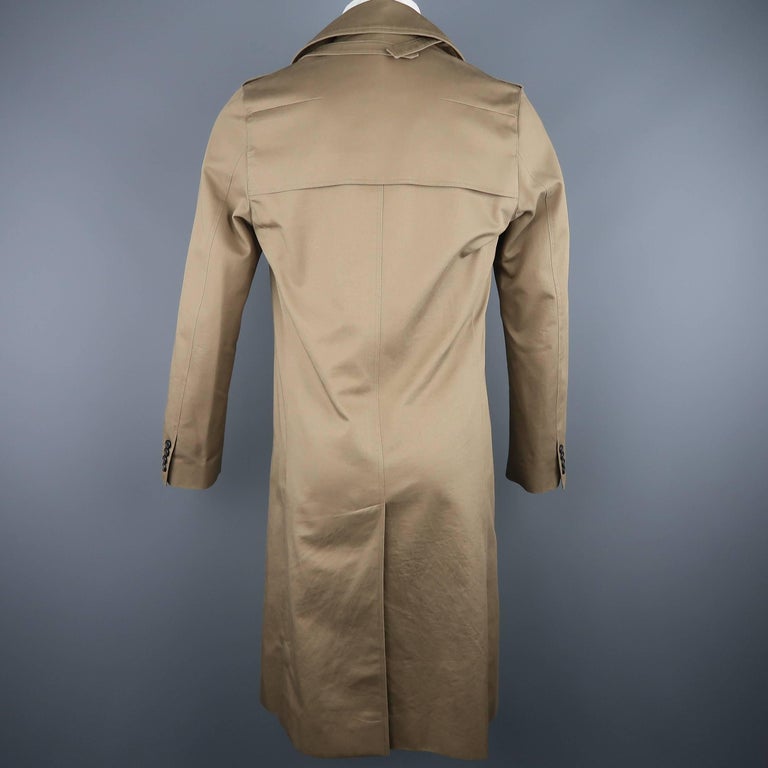 Men's DIOR HOMME 38 Khaki Cotton Double Breasted Trench Coat at