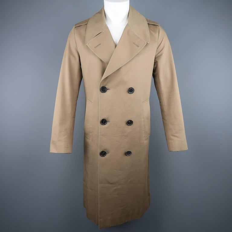 Men's DIOR HOMME 38 Khaki Cotton Double Breasted Trench Coat at 1stDibs ...