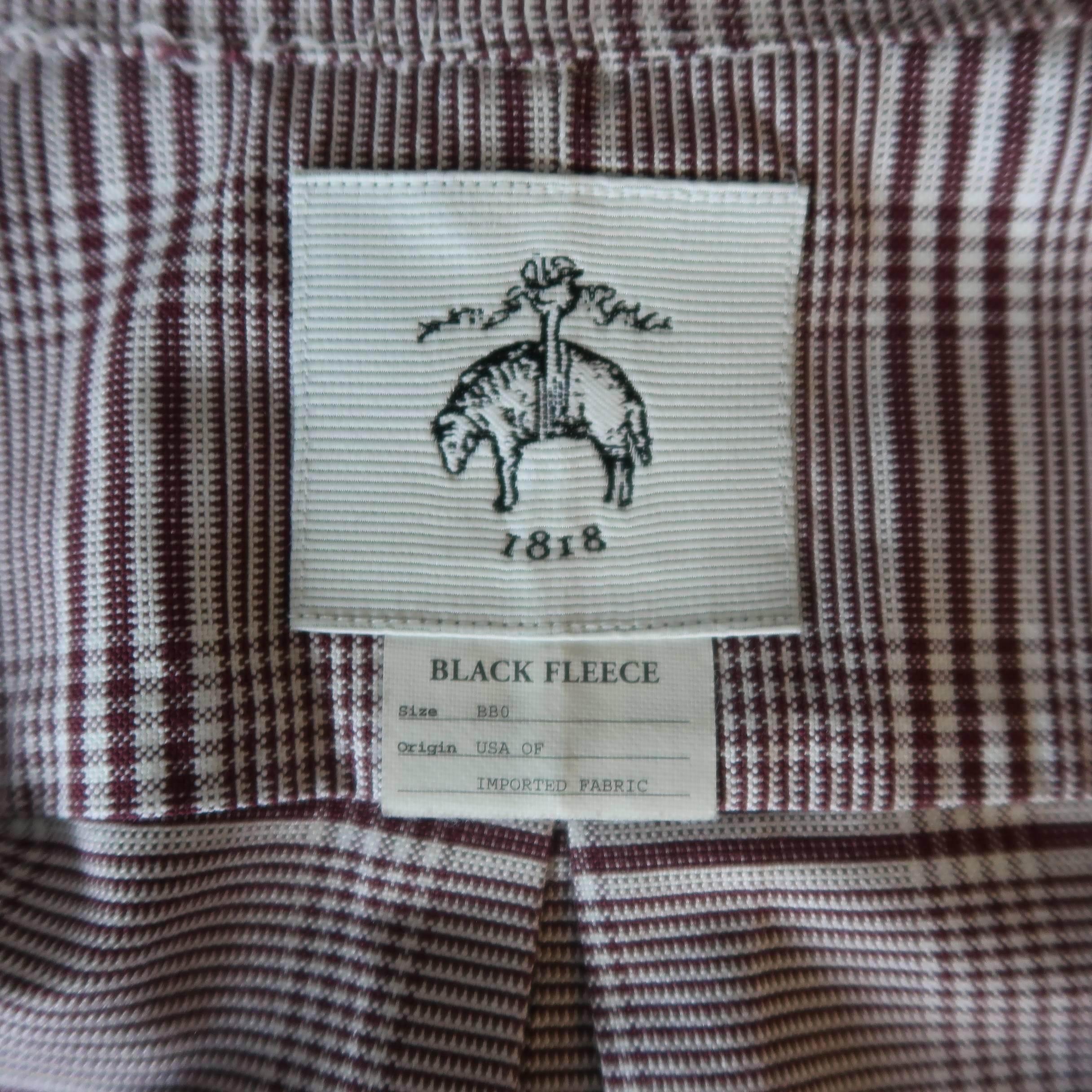 Men's BLACK FLEECE Size XS Burgundy Glenplaid Cotton Long Sleeve Shirt 3