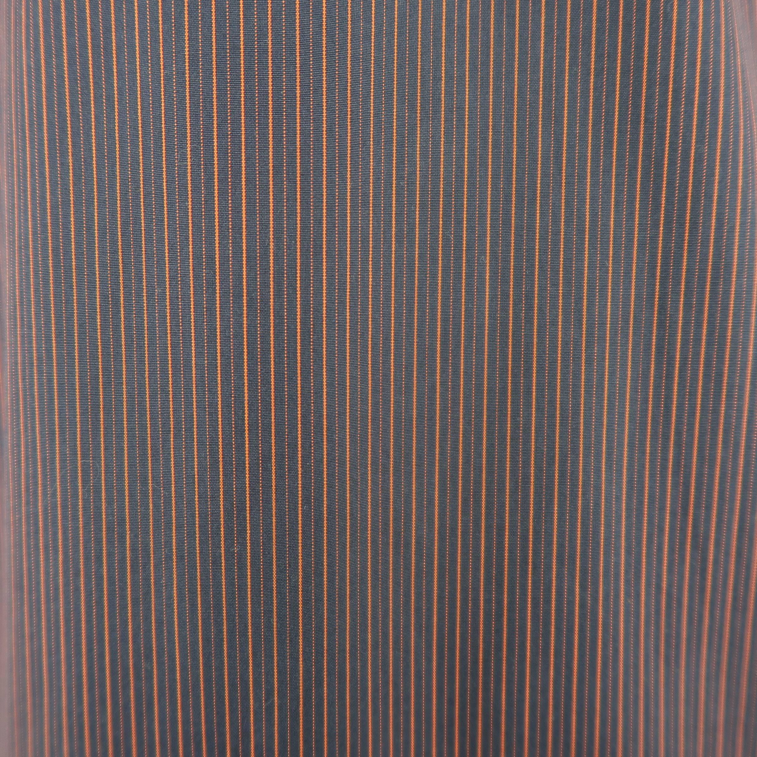 Men's MAISON MARTIN MARGIELA M Navy & Burgundy Striped Cotton Hidden Placket Shi In Good Condition In San Francisco, CA