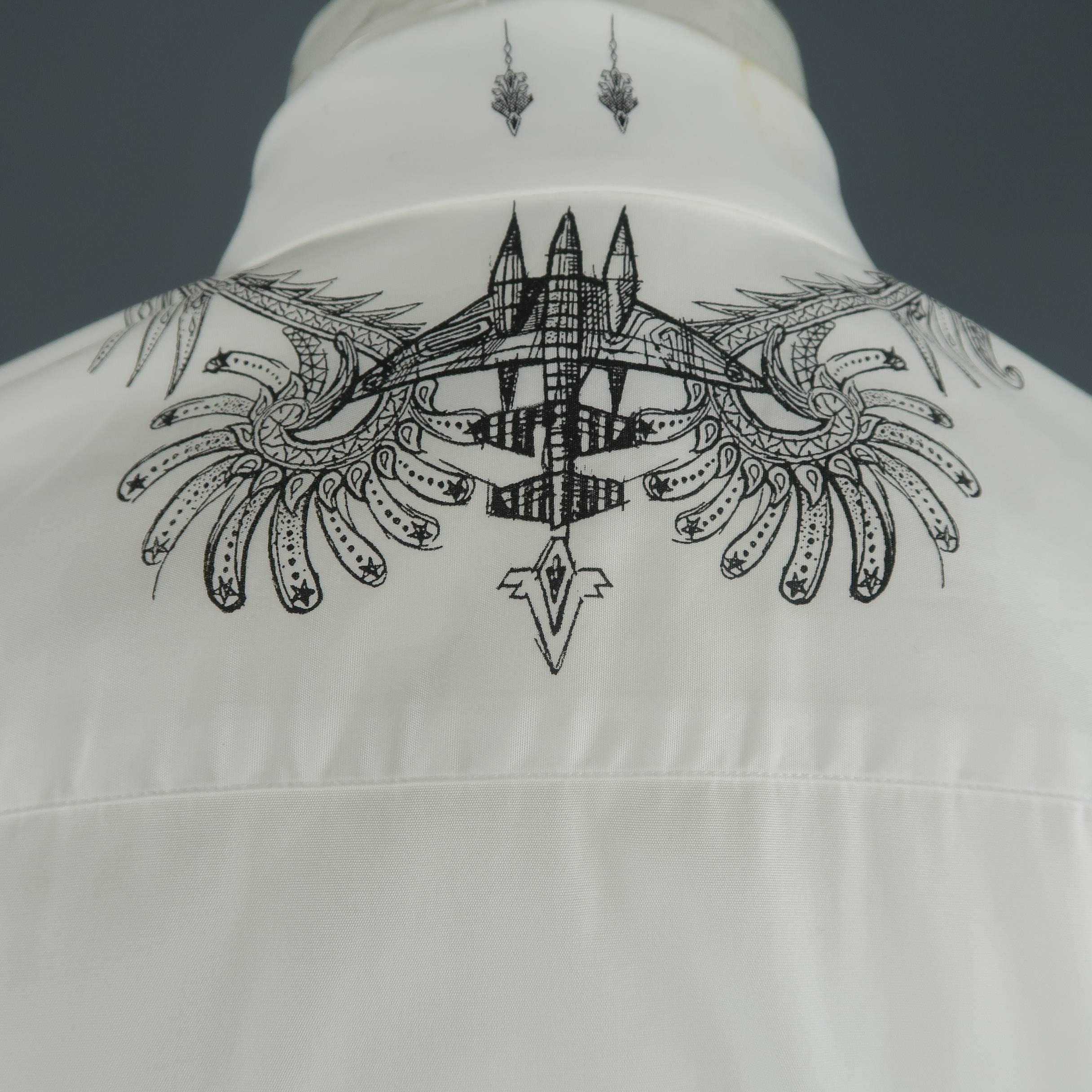 Men's GIVENCHY Size M White HONOR Tattoo Graphic Cotton Long Sleeve Shirt 5