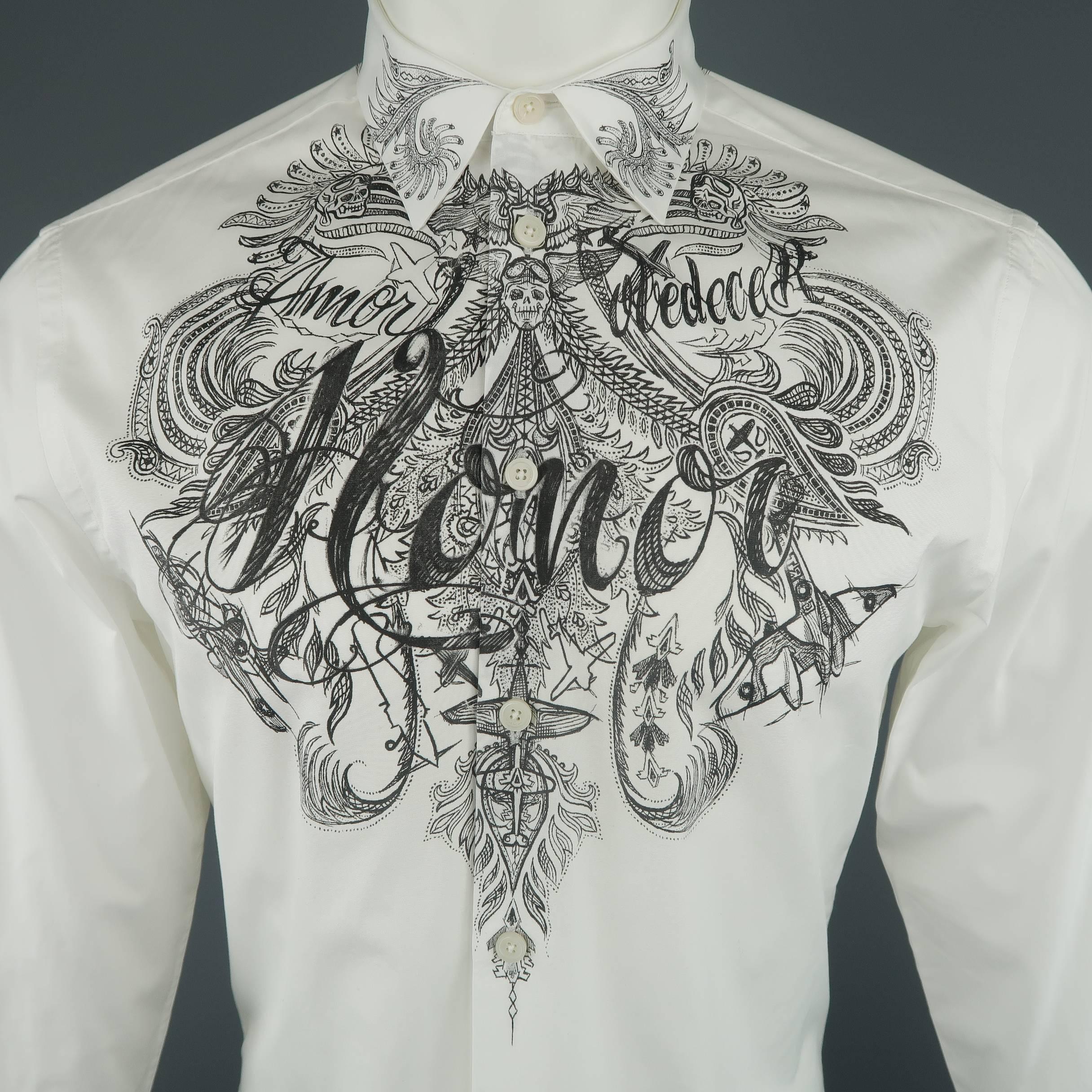 GIVENCHY by RICCARDO TISCI dress shirt comes in classic white cotton with a pointed collar and 