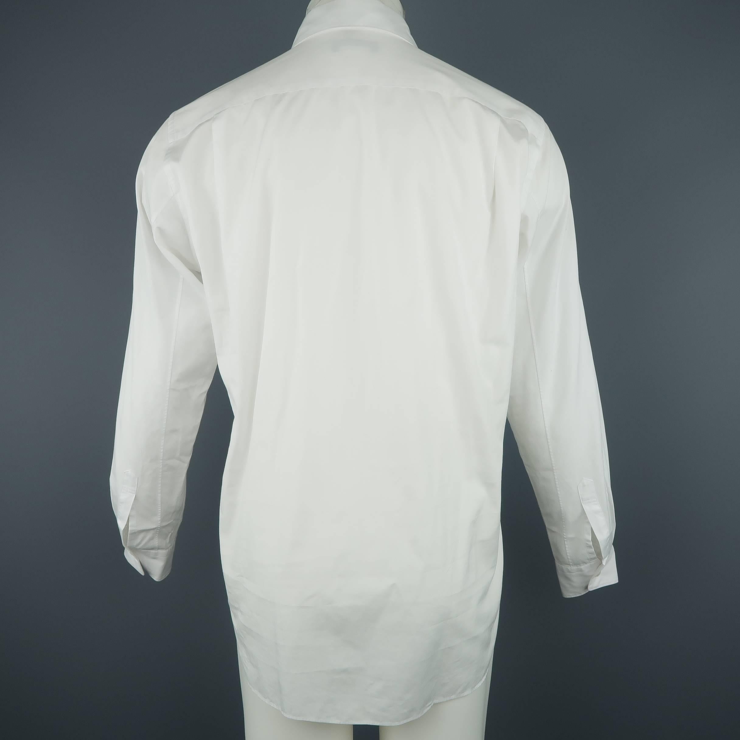 Men's COMME des GARCONS Size M White Cotton Black Circle Cutout Shirt 1