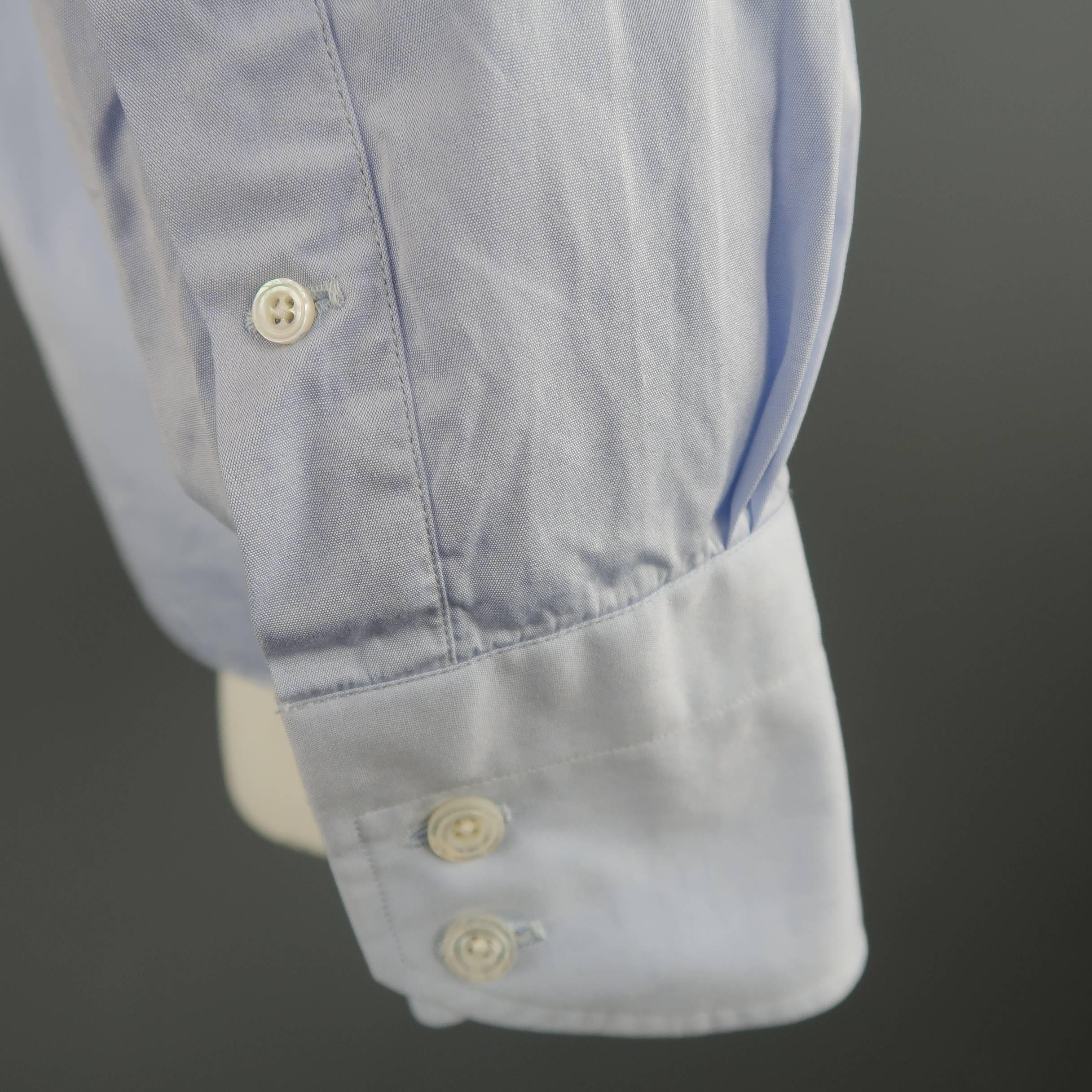 Men's TOM FORD Size M Light Blue Solid Cotton Long Sleeve Shirt In Good Condition In San Francisco, CA