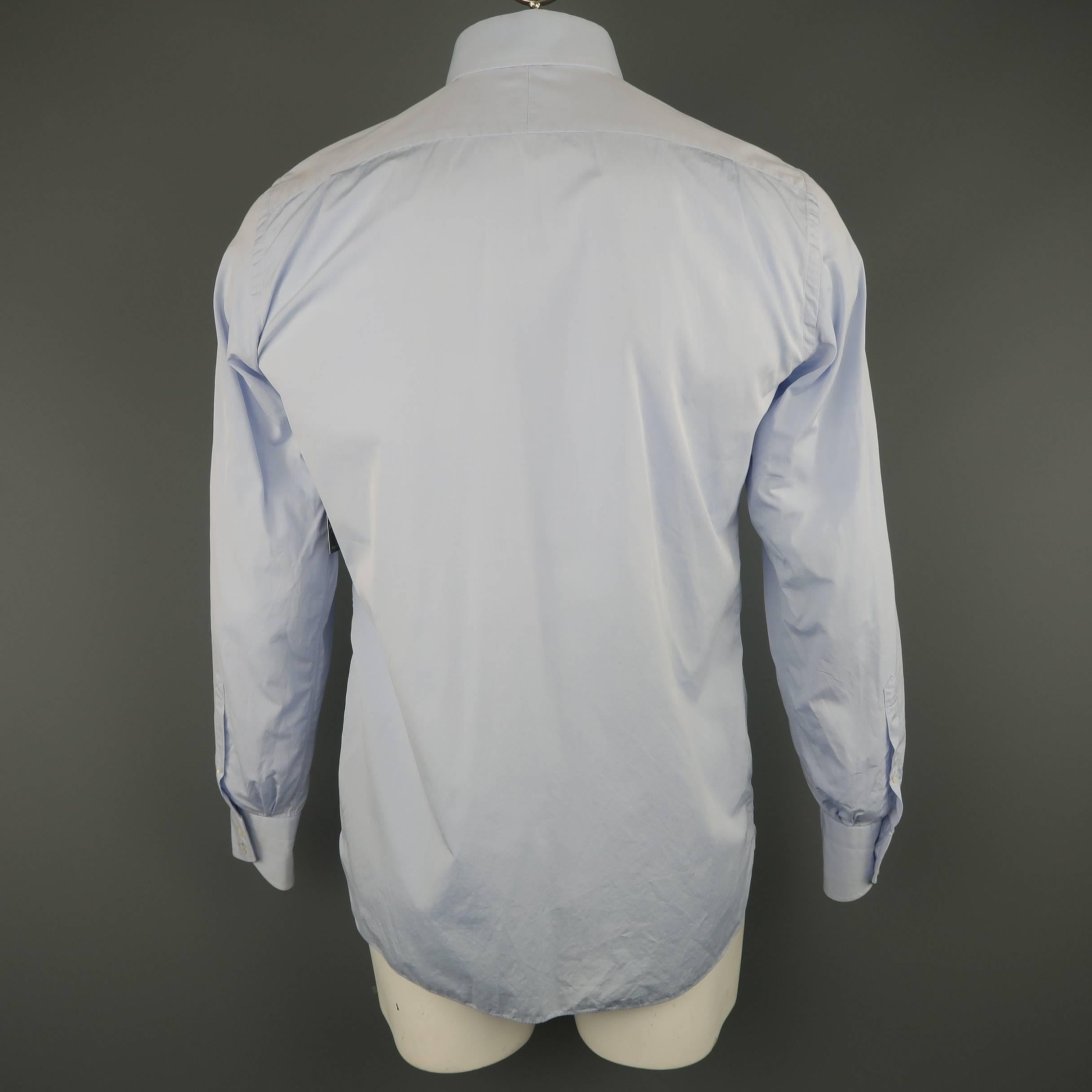 Men's TOM FORD Size M Light Blue Solid Cotton Long Sleeve Shirt 1