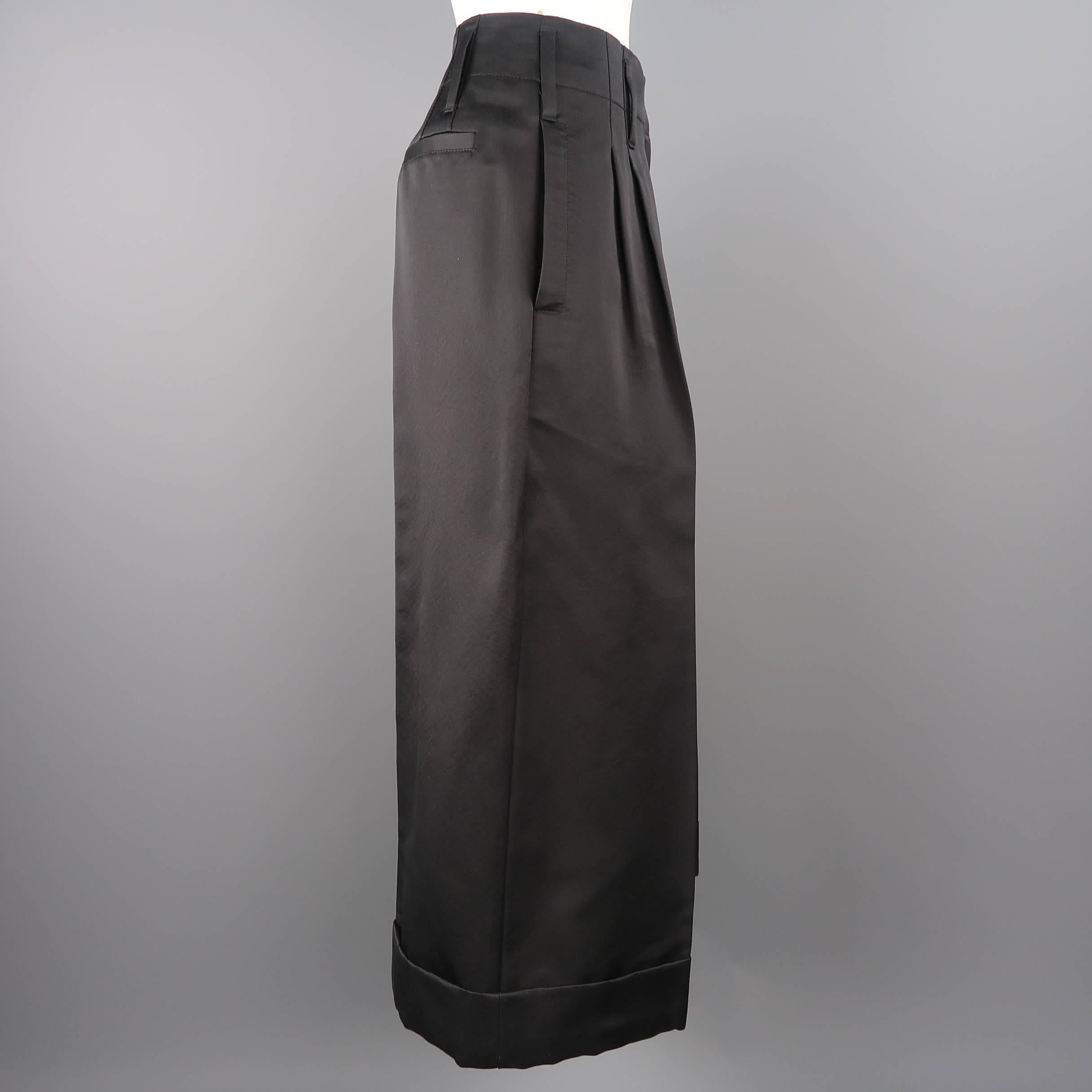 MARC JACOBS Size 6 Black Silk Wide Leg Pleated Culottes Pants In Excellent Condition In San Francisco, CA