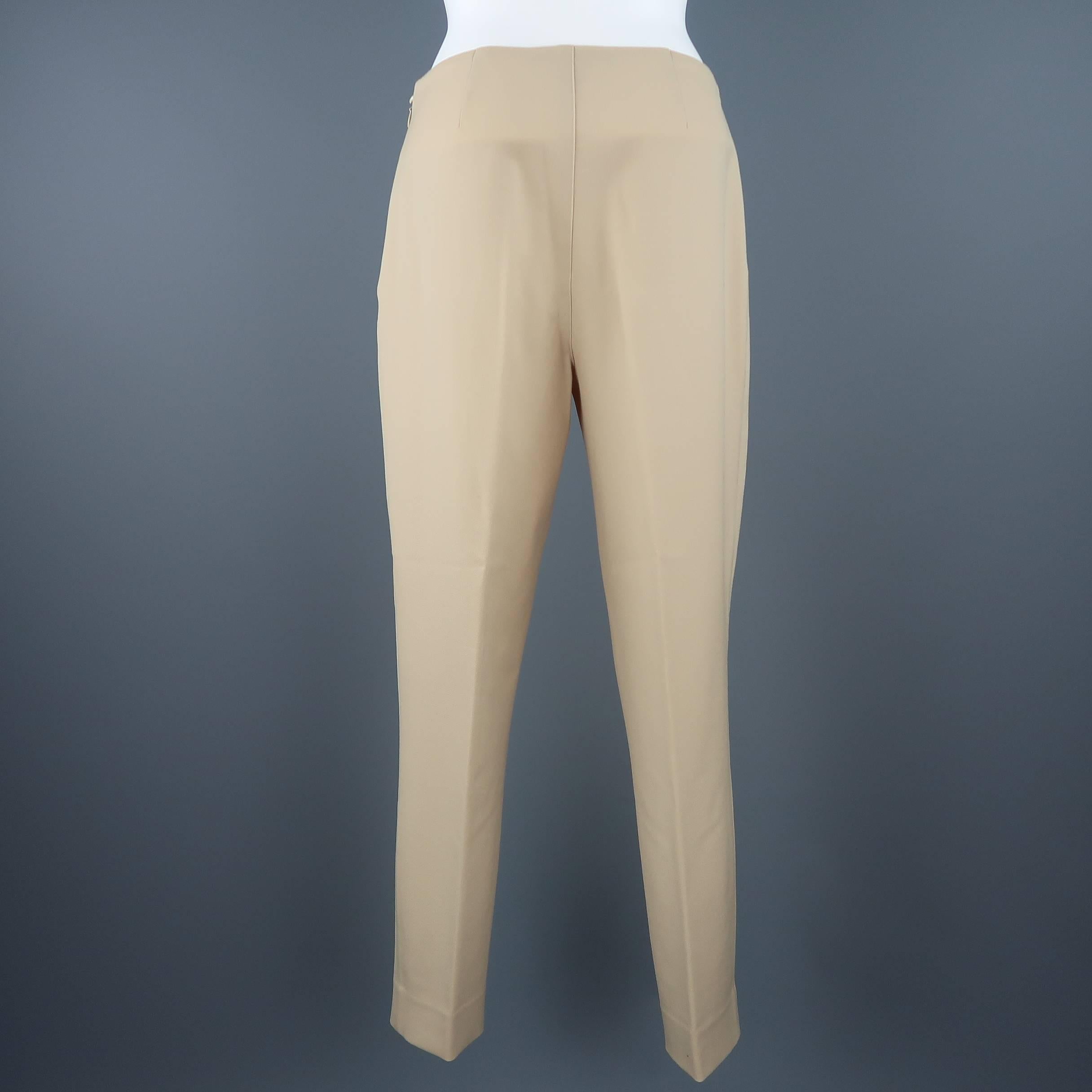 Beige RALPH LAUREN Size 6 Tan Stretch Wool Skinny Dress Pants