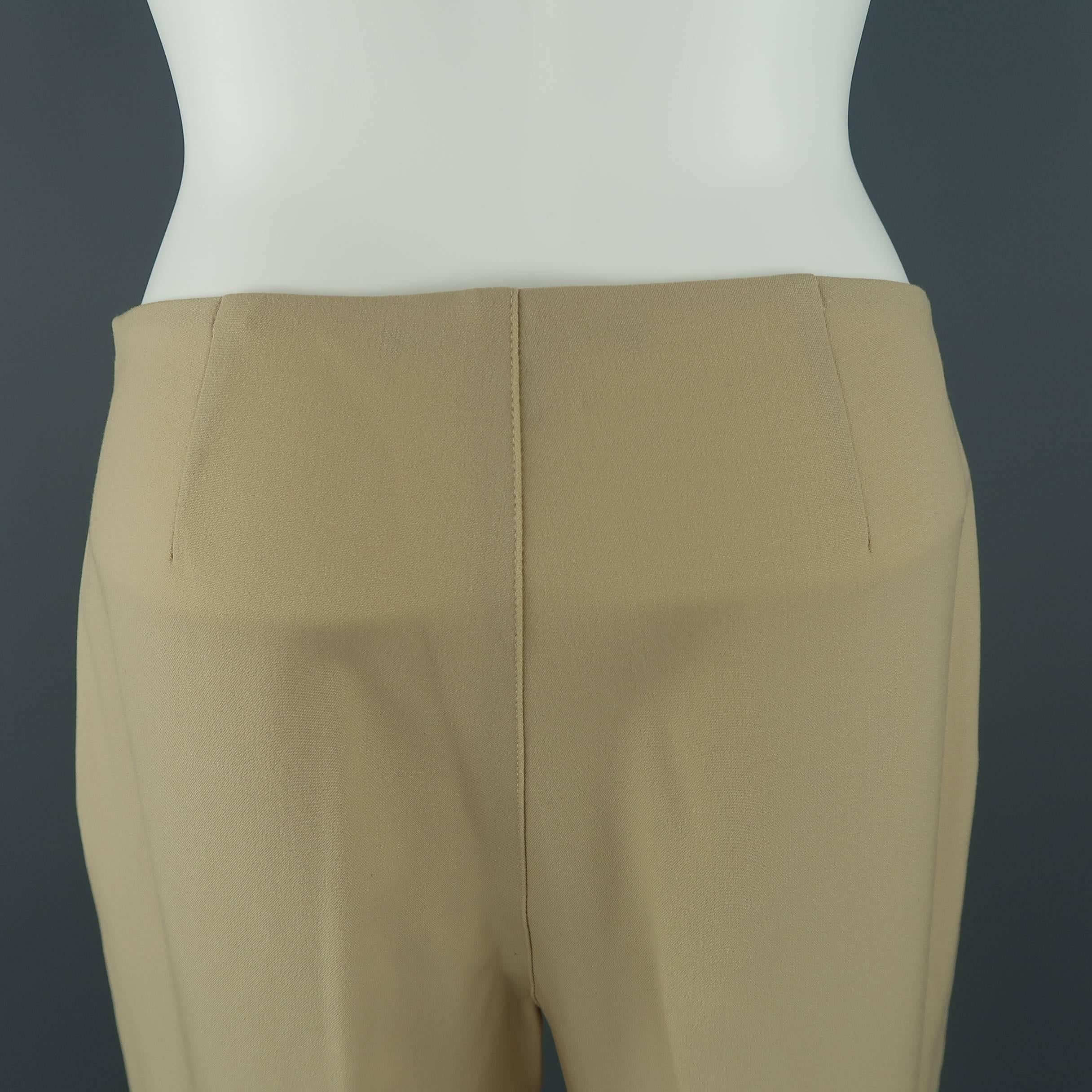 RALPH LAUREN Size 6 Tan Stretch Wool Skinny Dress Pants In Good Condition In San Francisco, CA