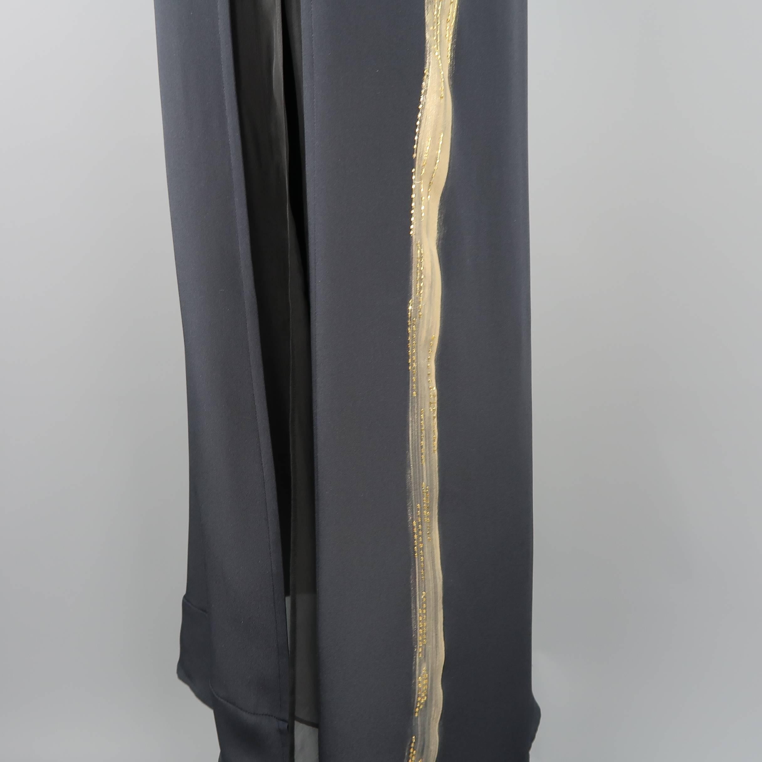 Emilio Pucci Gown - Black Silk Gold Painted Dragon Column Dress 3