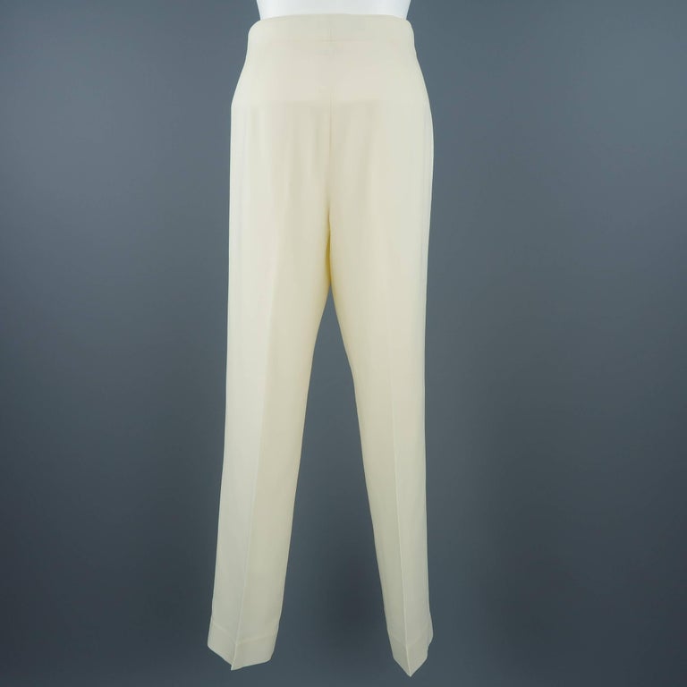 RALPH LAUREN Size 6 Cream Wool Tapered Dress Pants at 1stDibs cream