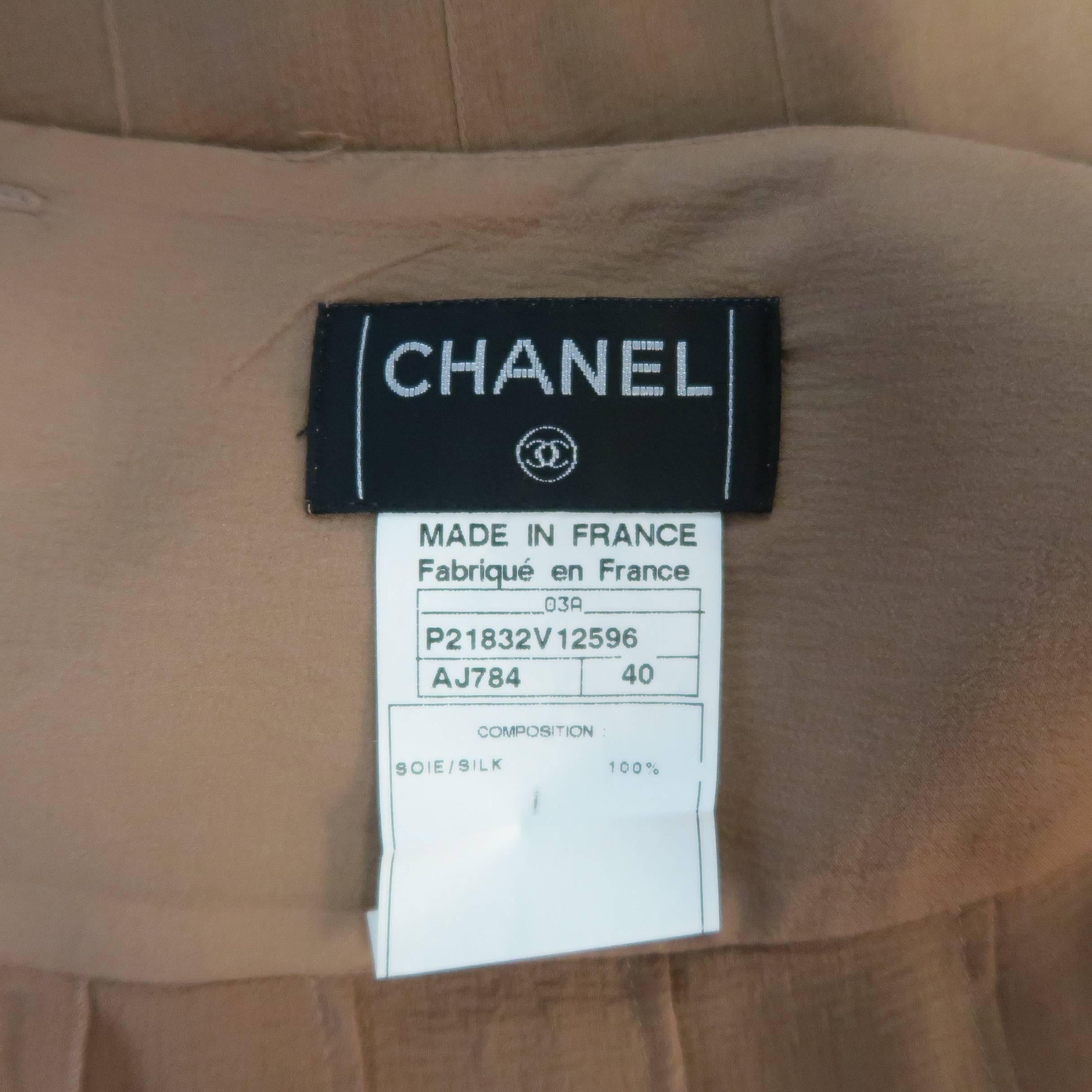 CHANEL Size 8 Tan Silk Chiffon Pleated Pencil Skirt In Excellent Condition In San Francisco, CA