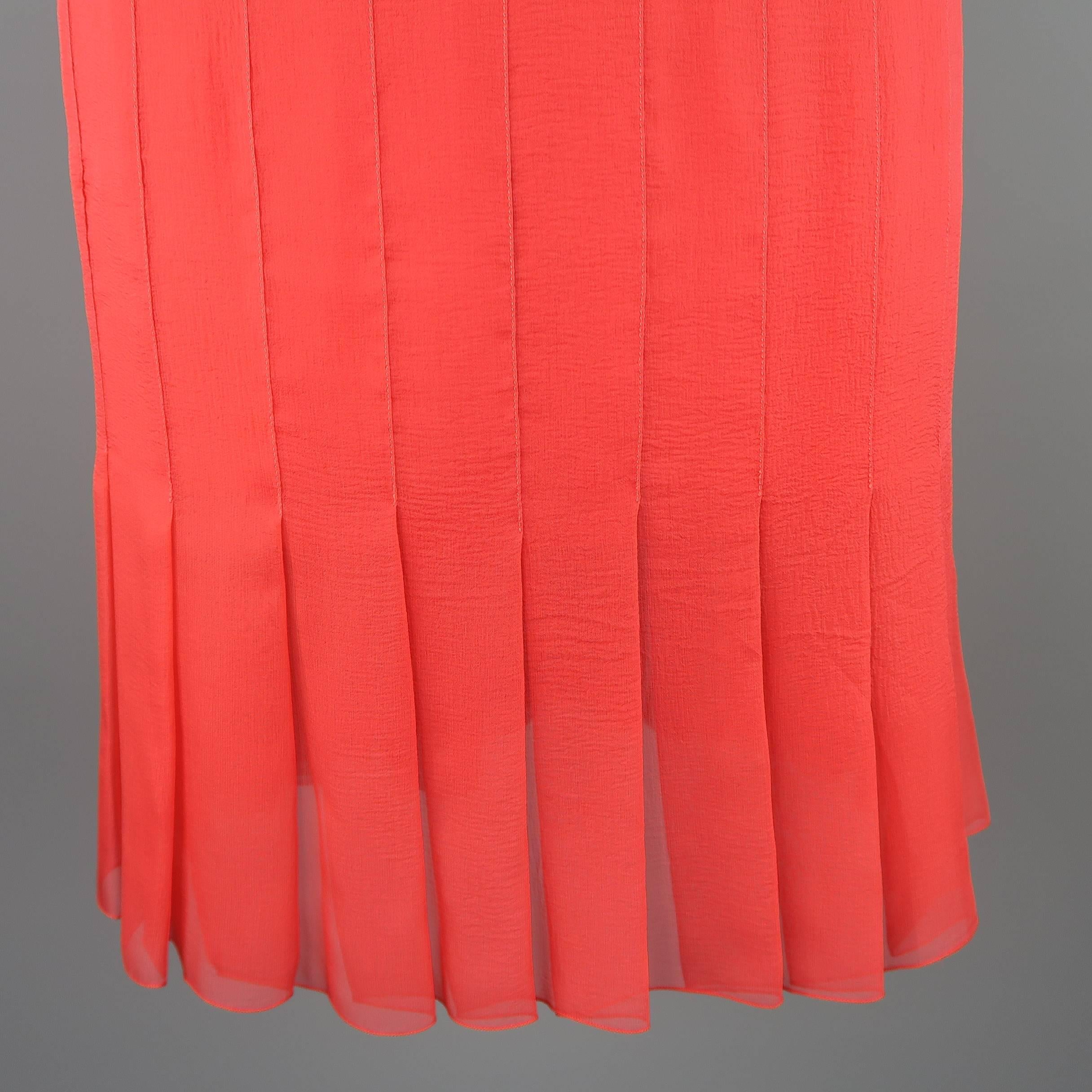 CHANEL Size 8 Red Silk Chiffon Pleated Pencil Skirt In Excellent Condition In San Francisco, CA
