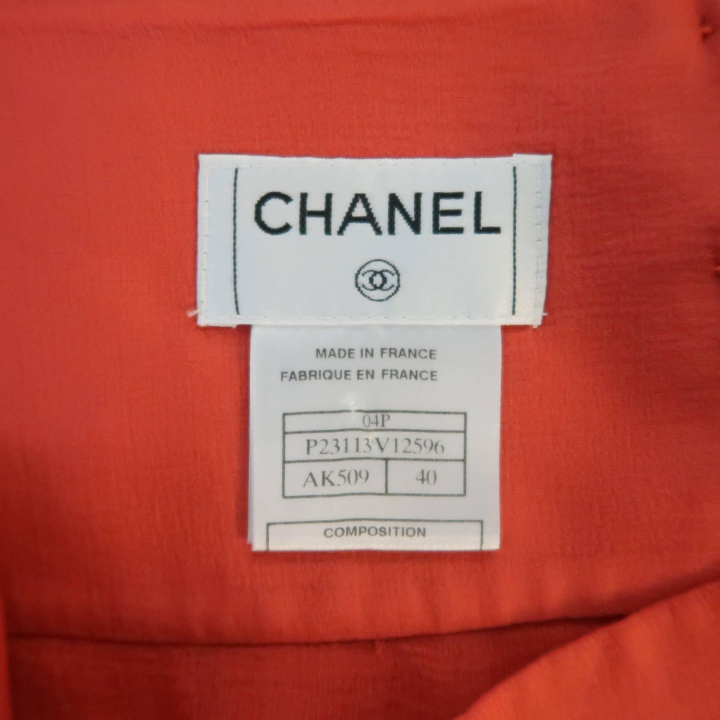 CHANEL Size 8 Red Silk Chiffon Pleated Pencil Skirt 3