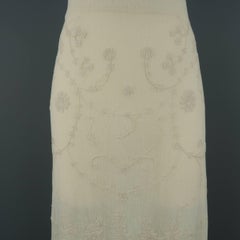 YVES SAINT LAURENT Size 10 Gray Metallic Silver Snake Silk Pencil Skirt