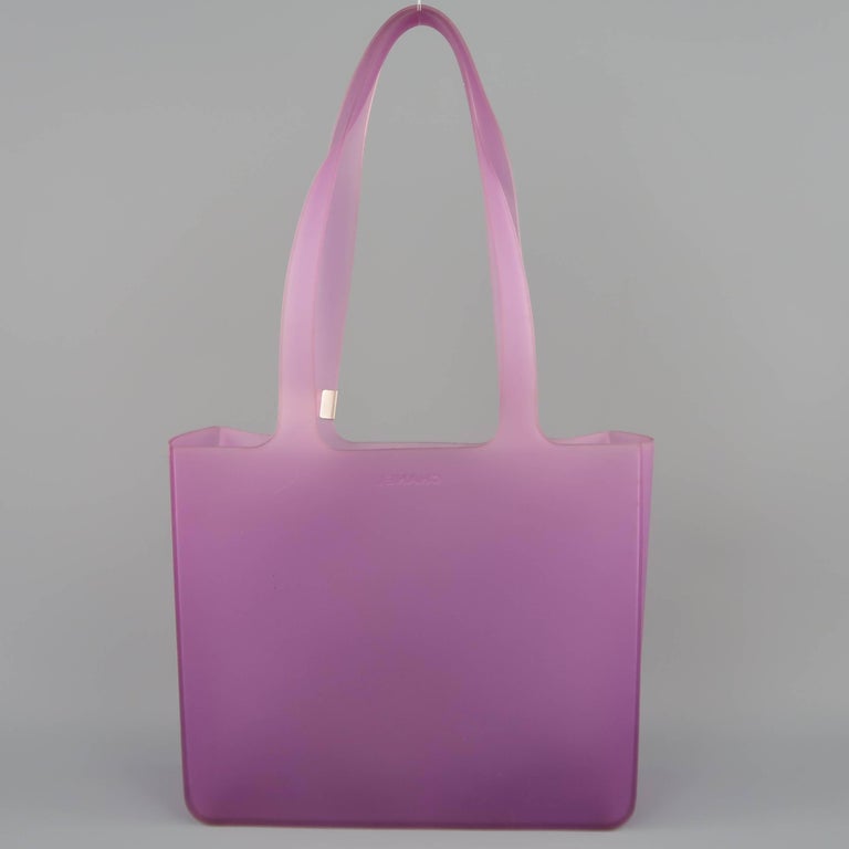 Purple Clear Jelly Tote Bag Zip Transparent Large Tote Purse for
