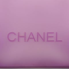 CHANEL Purple Clear Jelly Rubber Logo Tote Bag