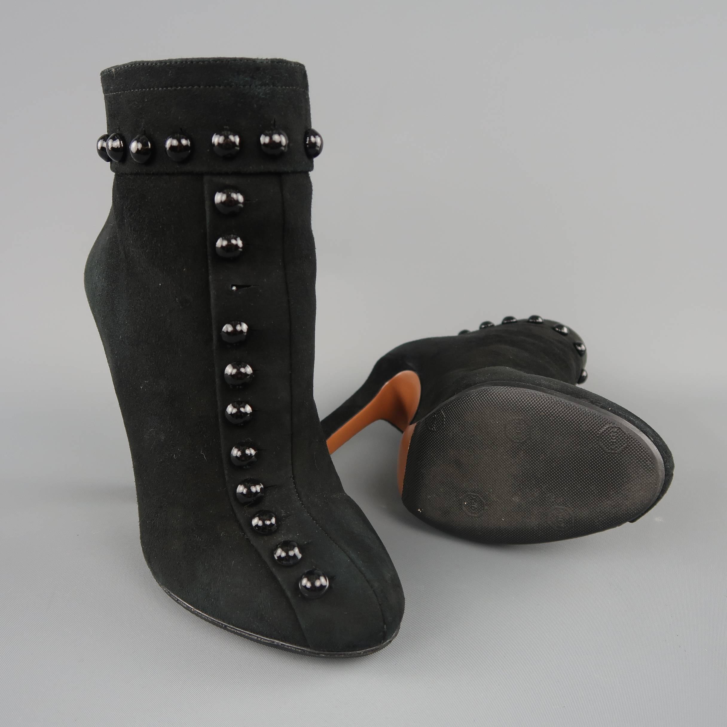 black suede high heel ankle boots