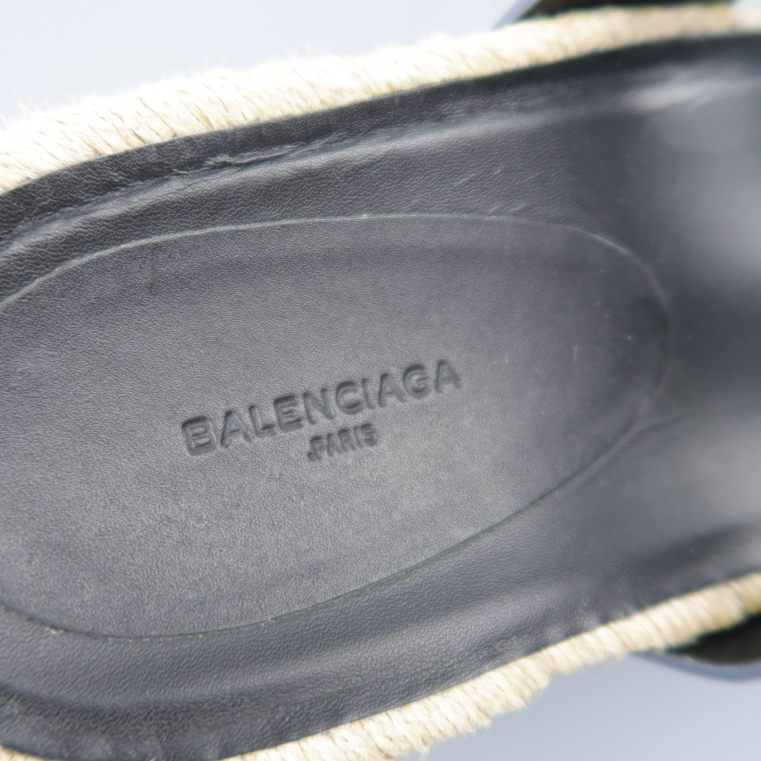 Men's BALENCIAGA Size 10 Black Leather Espadrille Sandals 1