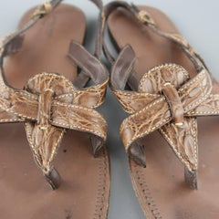 Men's BOTTEGA VENETA Size 8 Brown Alligator Textured Sandals