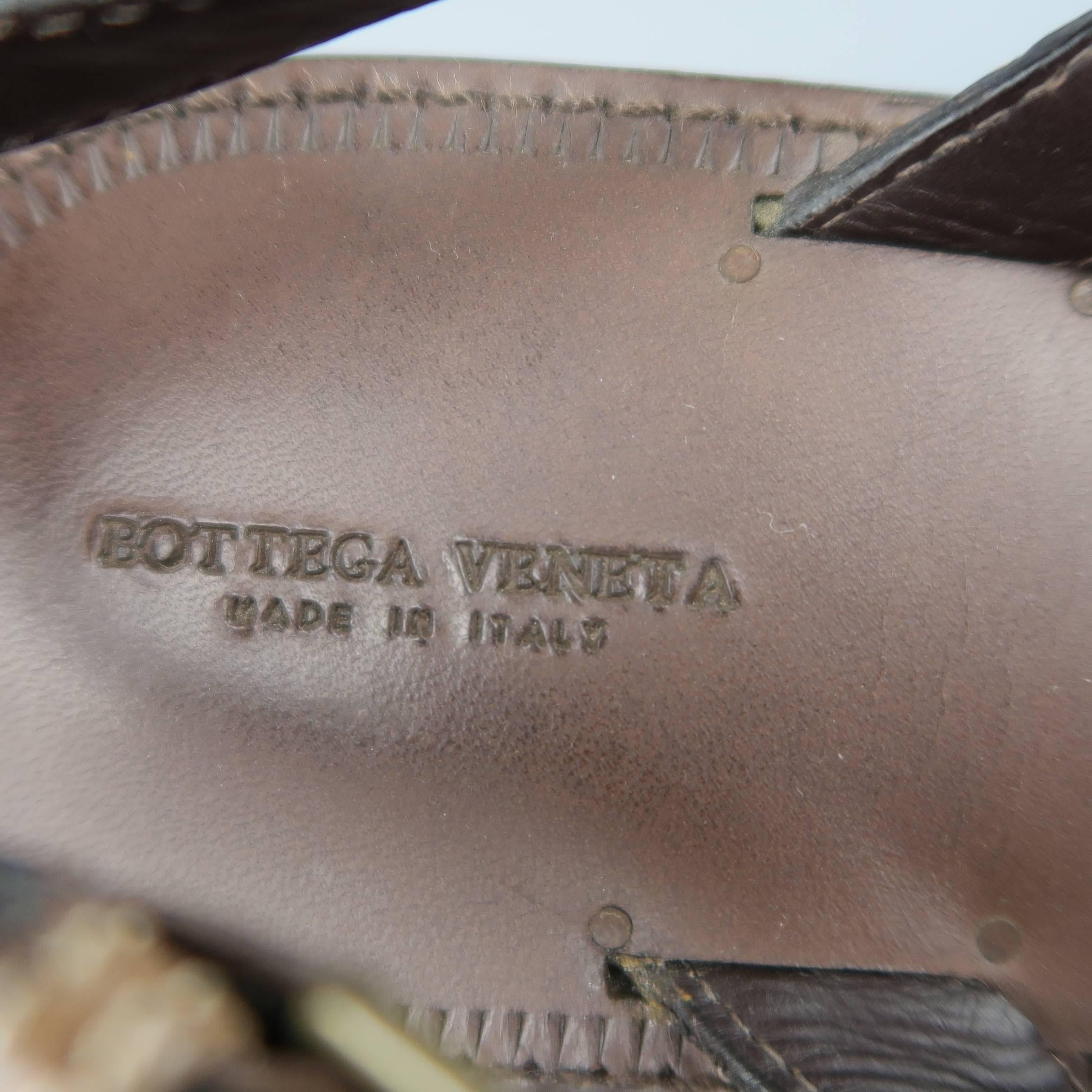 Men's BOTTEGA VENETA Size 8 Brown Alligator Textured Sandals 1