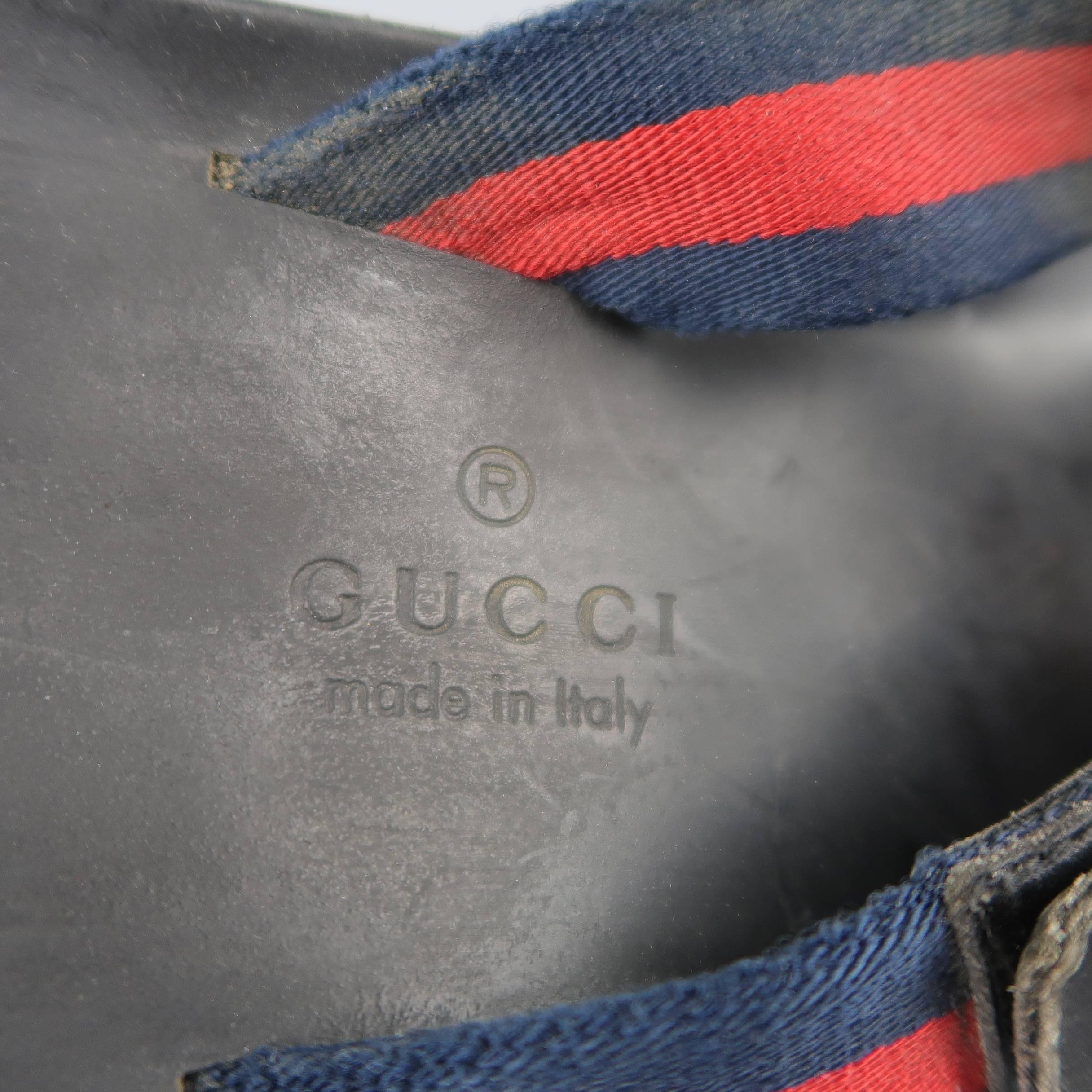 Men's GUCCI Size 11 Navy & Red Stripe Canvas Strap X Sandals 2