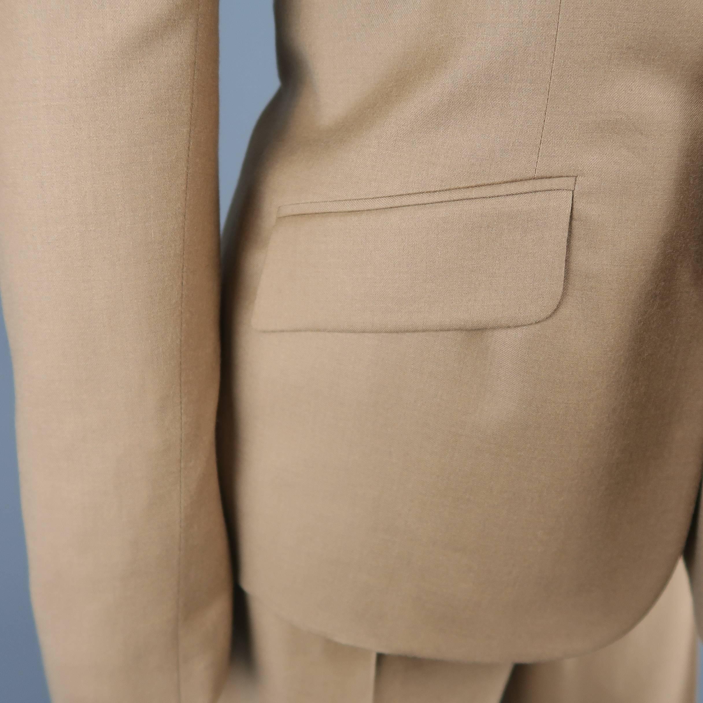 Ralph Lauren Tan Camel Wool Single Breasted Notch Lapel Pants Suit In Excellent Condition In San Francisco, CA