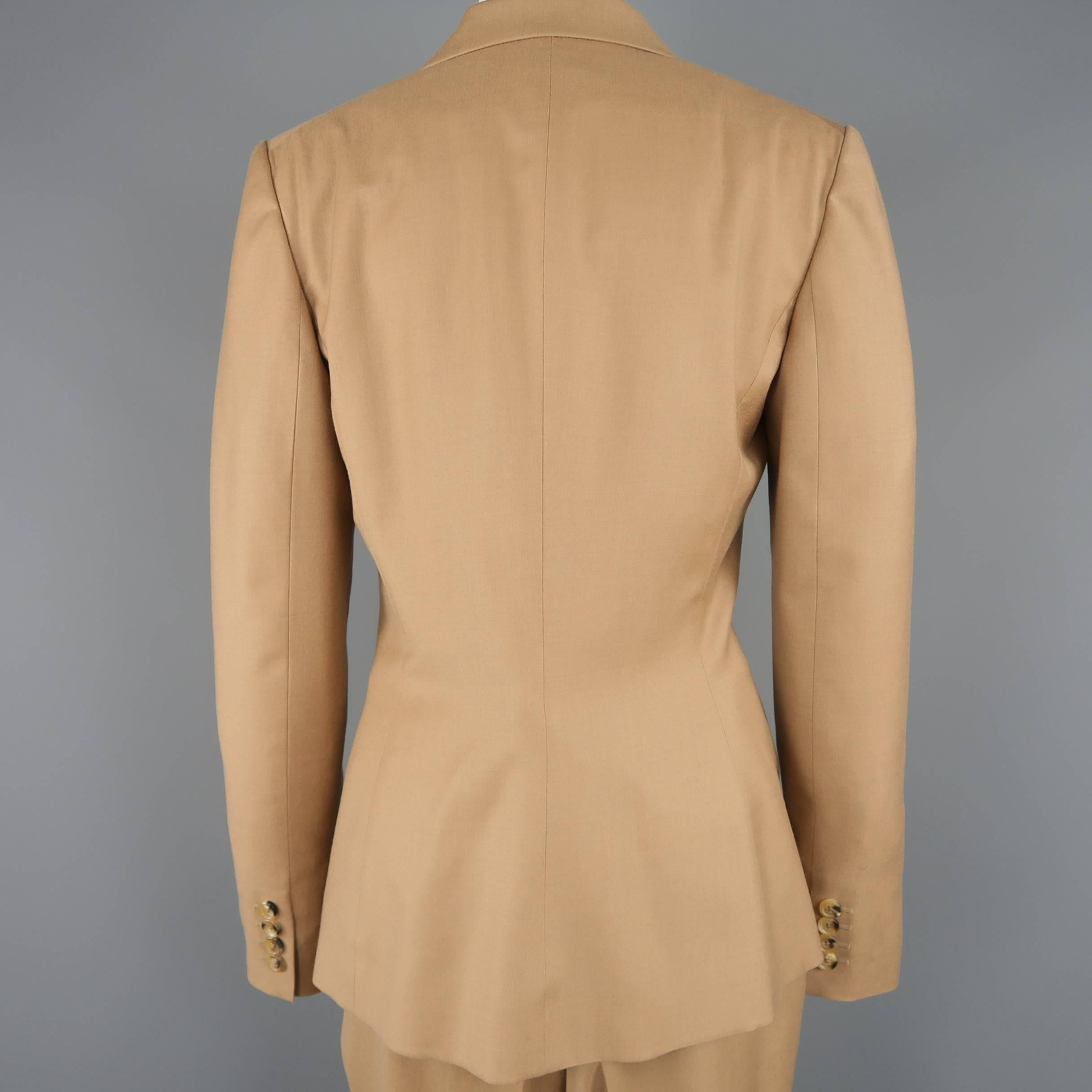 Ralph Lauren Tan Camel Wool Single Breasted Notch Lapel Pants Suit 1