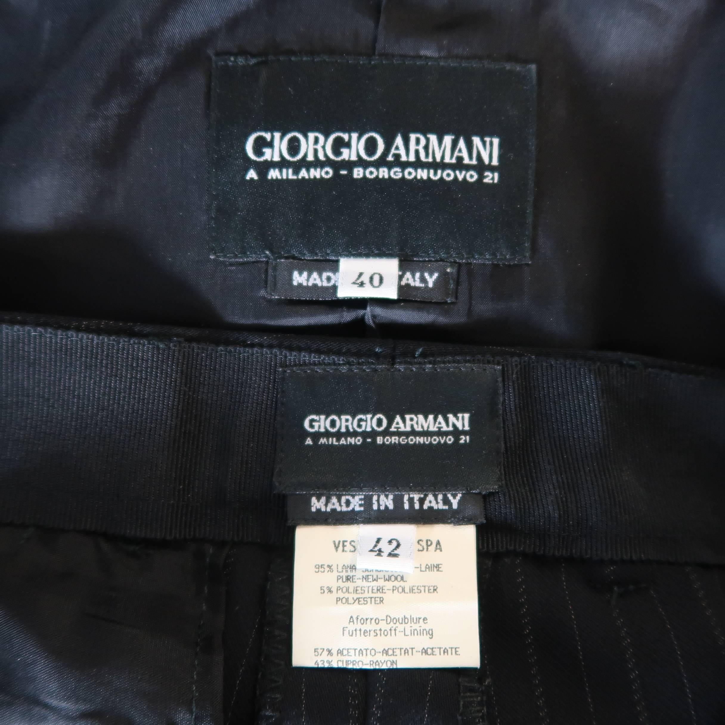 GIORGIO ARMANI Size 6 Black Pinstripe Wool Double Breasted Pants Suit 6