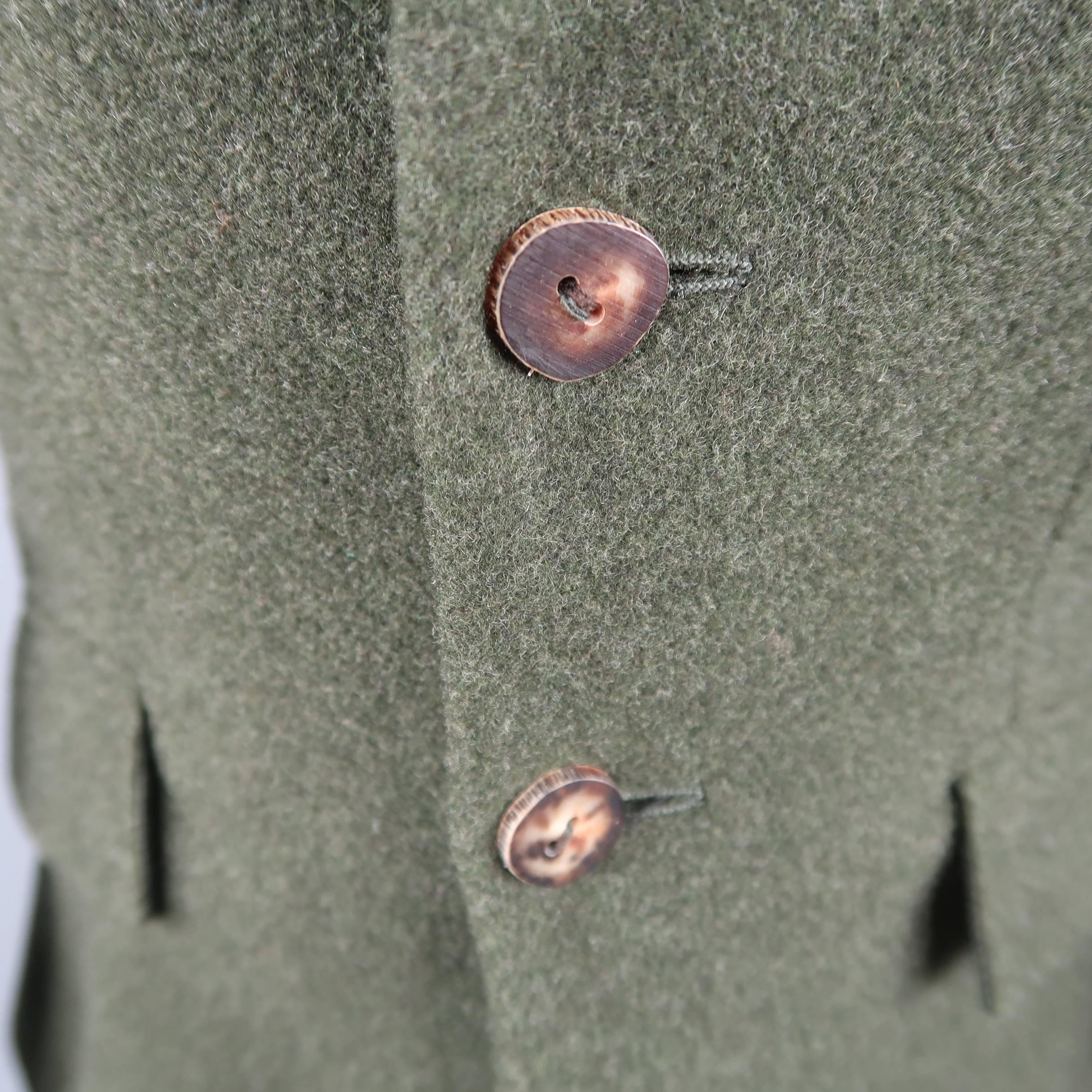 RALPH LAUREN Size 4 Green Wool / Cashmere Leopard Collar Jacket In Good Condition In San Francisco, CA