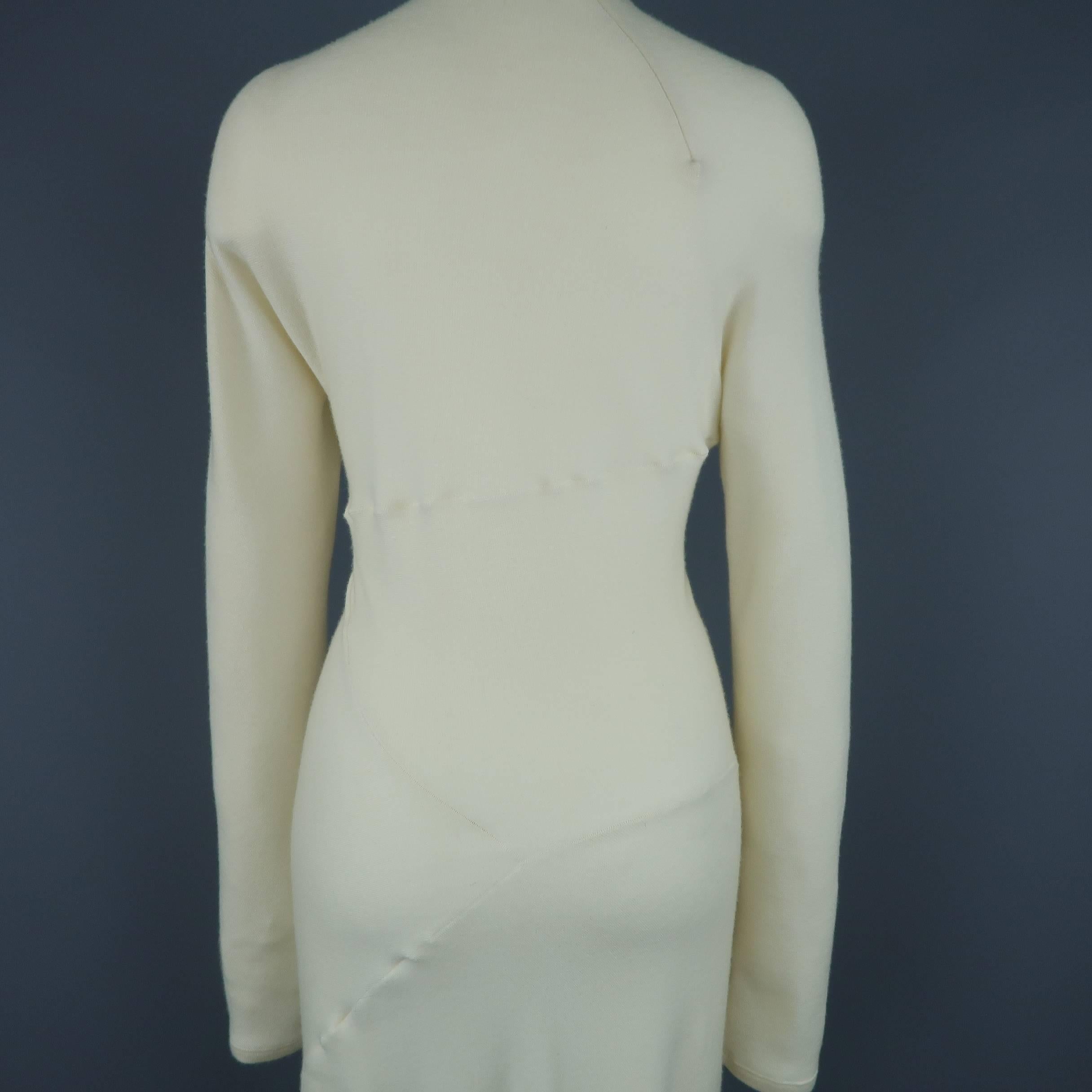 Women's DONNA KARAN Size M Cream Cashmere Turtleneck Sweater Dress