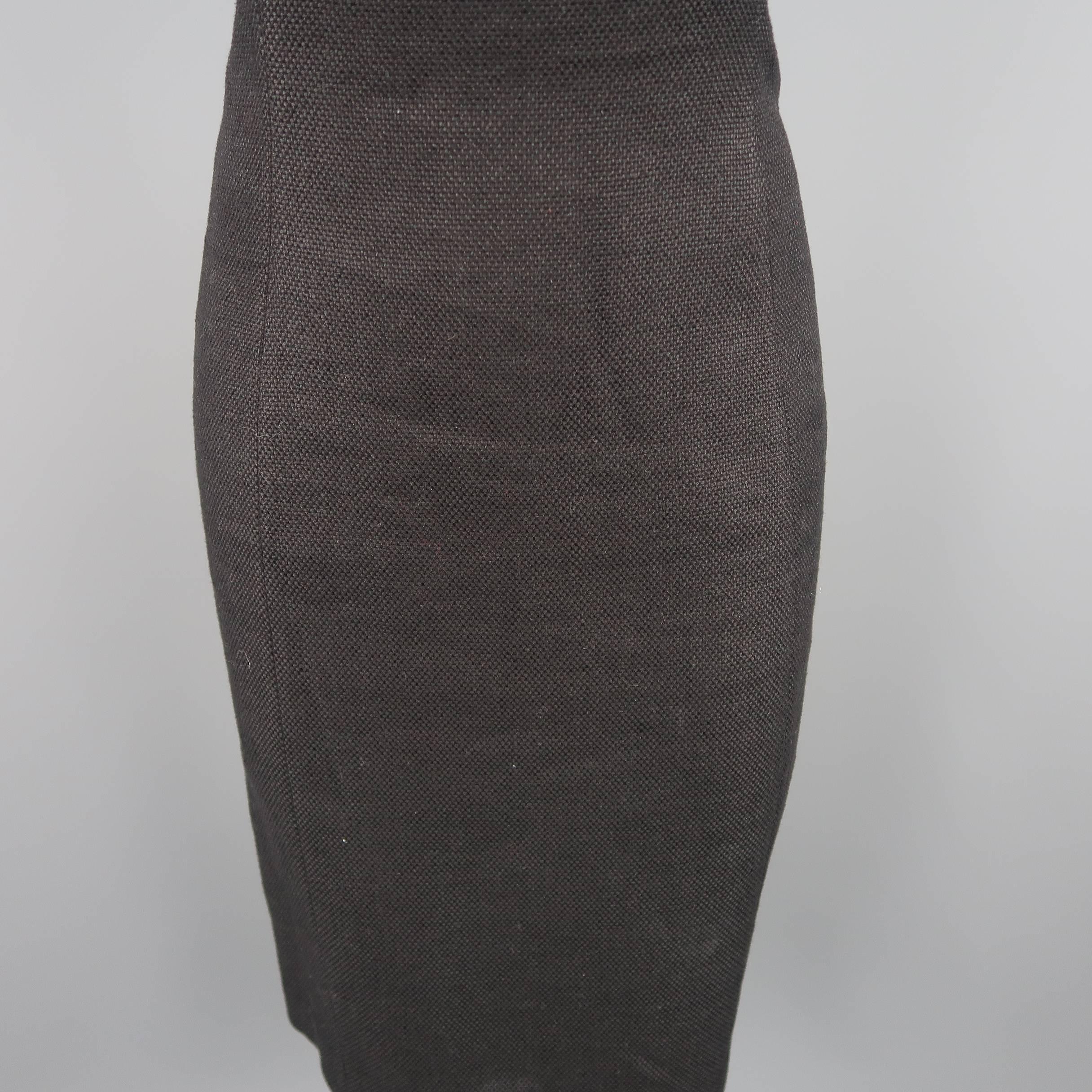 RALPH LAUREN Size 8 Black Woven Linen Scoop Neck Dress In Good Condition In San Francisco, CA