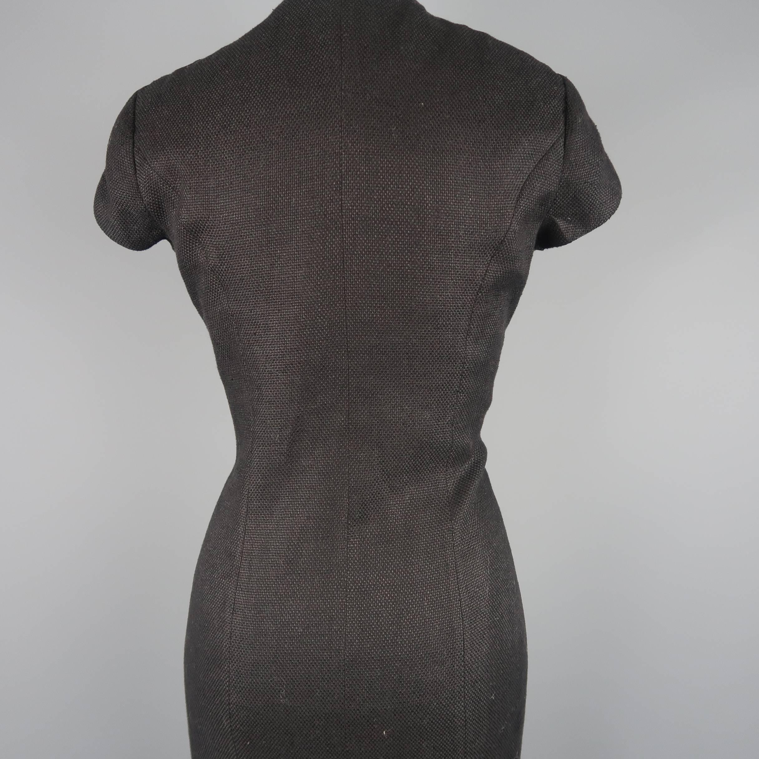 RALPH LAUREN Size 8 Black Woven Linen Scoop Neck Dress 2