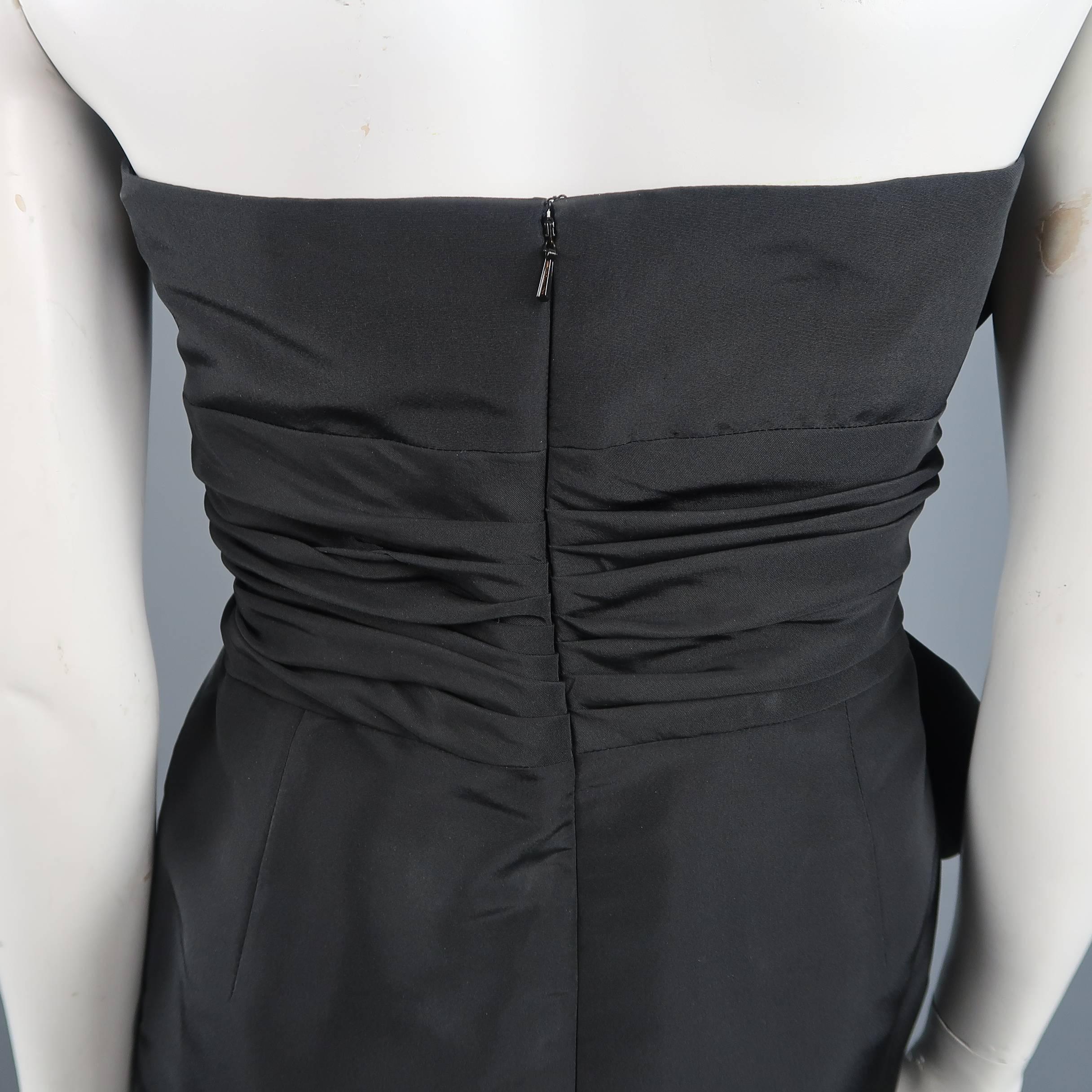 OSCAR DE LA RENTA Size 6 Black Silk Taffeta Strapless Sash Cocktail Dress 5