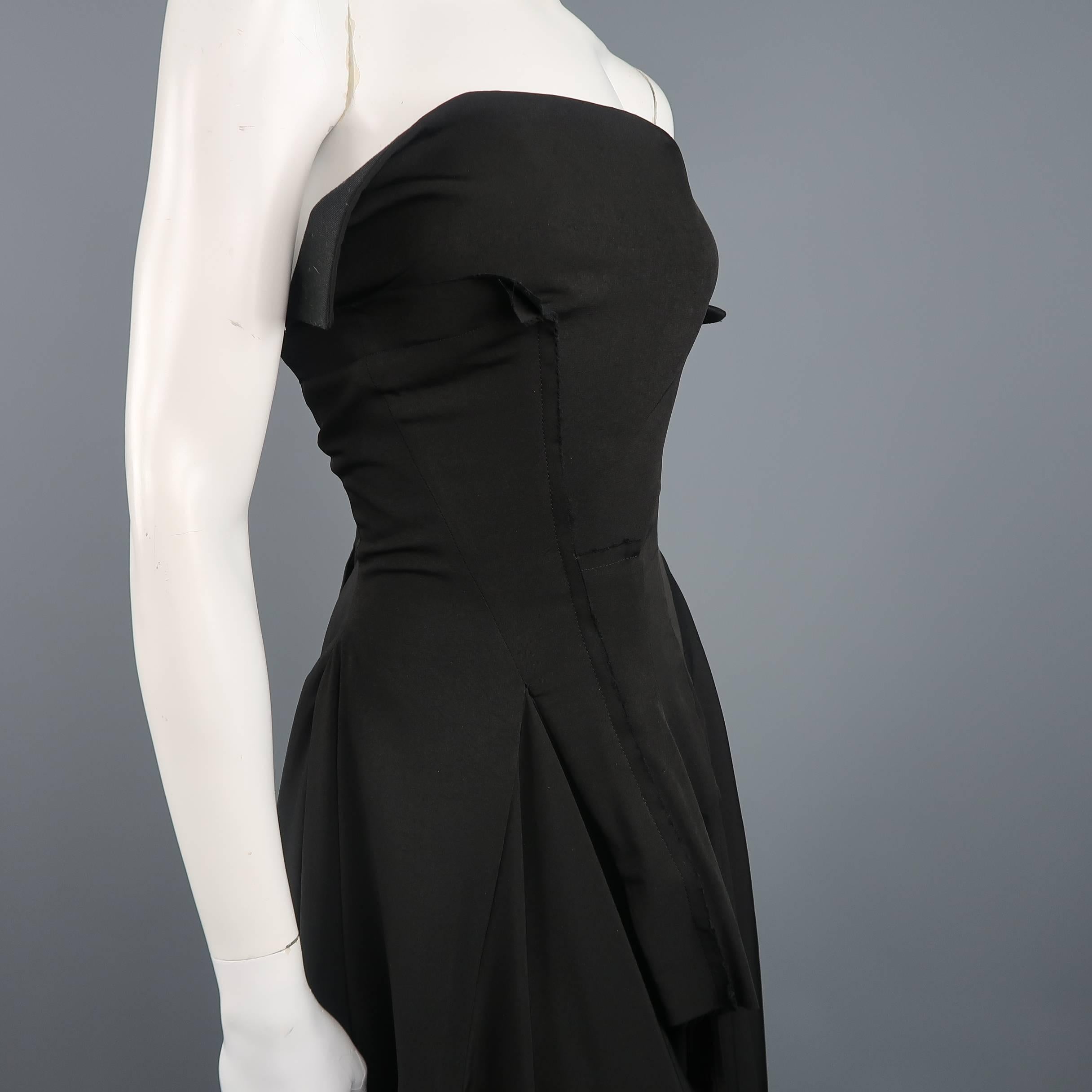 Yohji Yamamoto Black Deconstructed Bustier Cocktail Dress 1