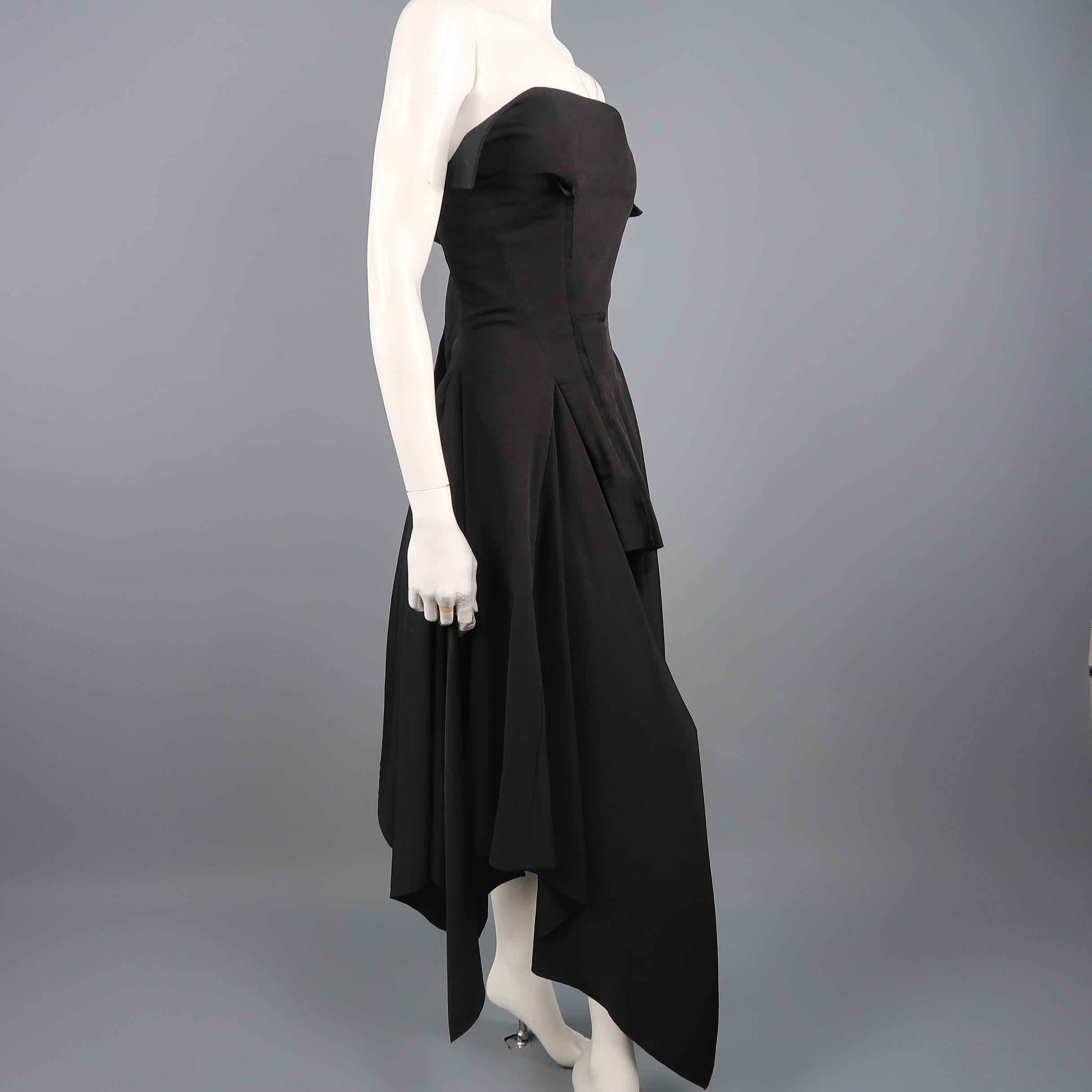 Yohji Yamamoto Black Deconstructed Bustier Cocktail Dress 2