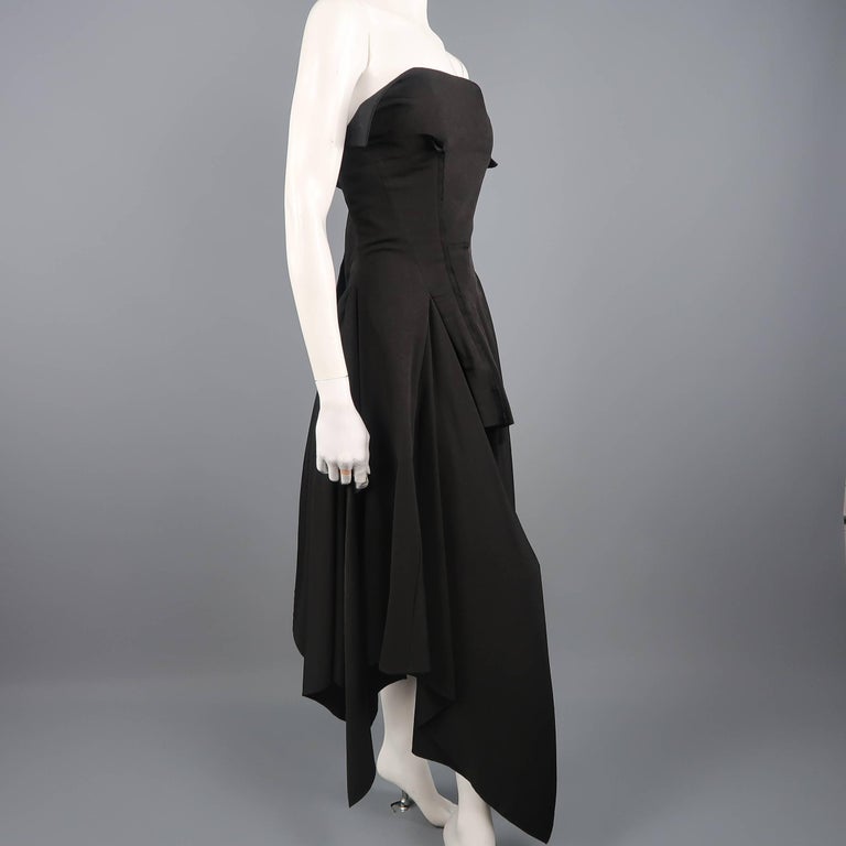 Yohji Yamamoto Black Deconstructed Bustier Cocktail Dress at
