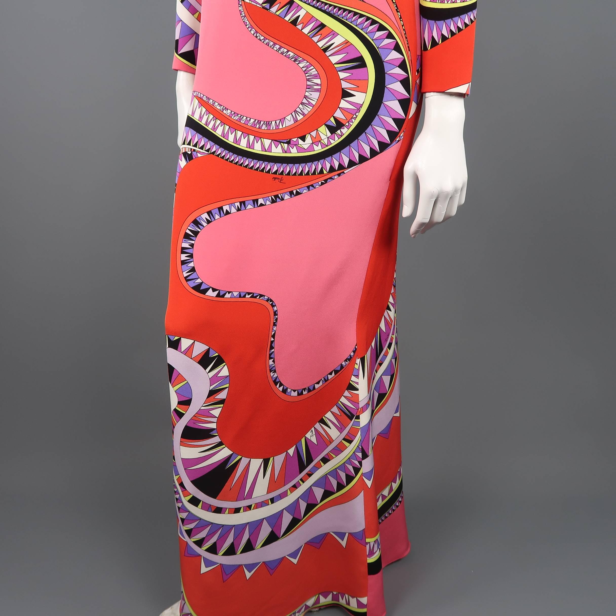 Women's EMILIO PUCCI Dress - Pre-Fall 2015 Runway - Pink & Red Print Column Gown