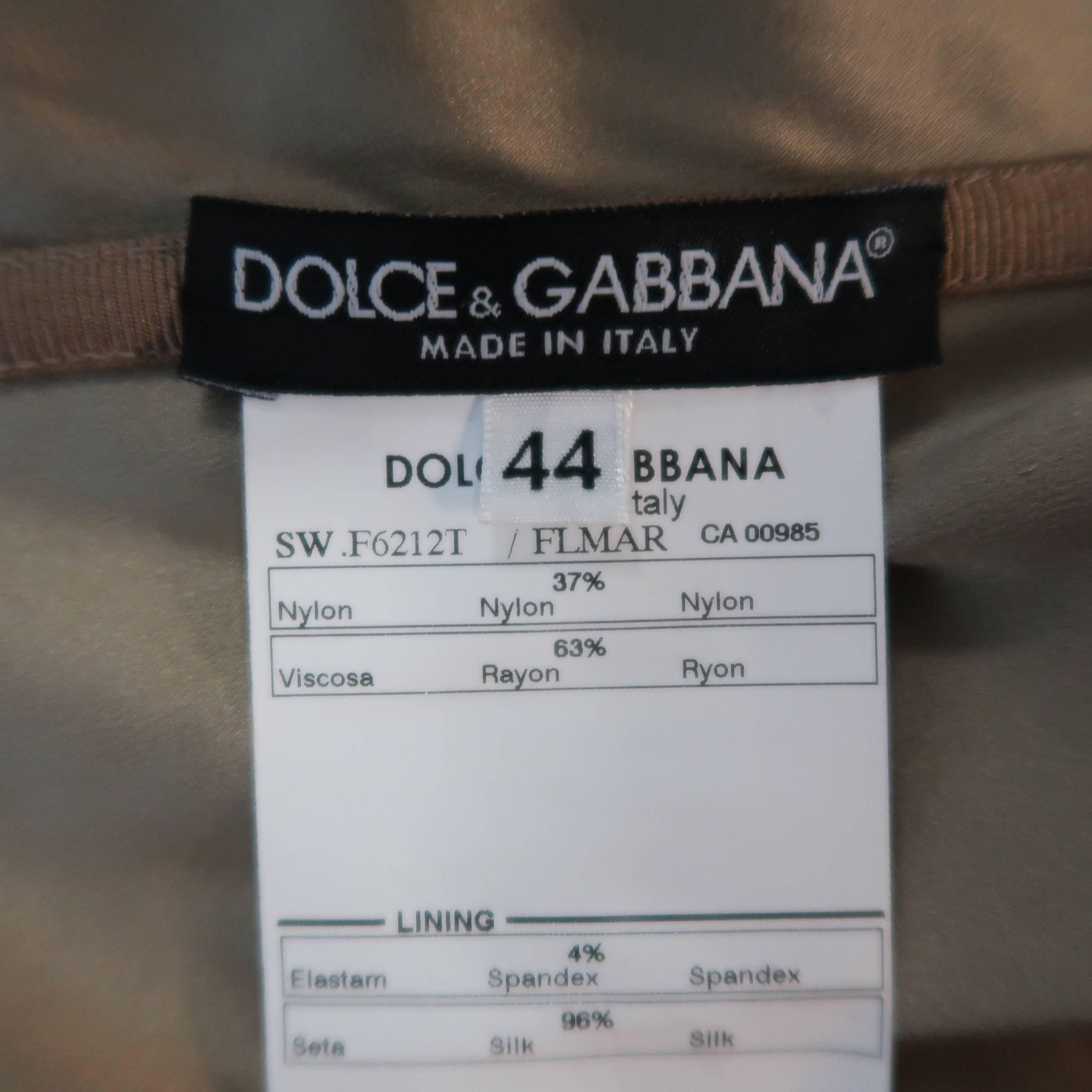 DOLCE & GABBANA Dress - Size 8 Beige Silk Lace Red Flower Sash Belt Gown Dress 8