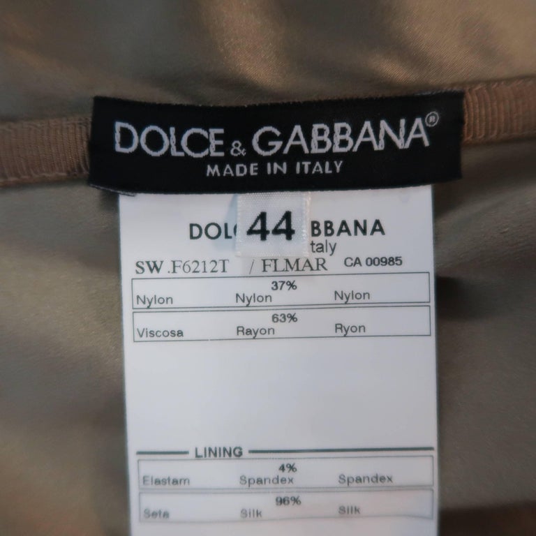 DOLCE and GABBANA Dress - Size 8 Beige Silk Lace Red Flower Sash Belt ...