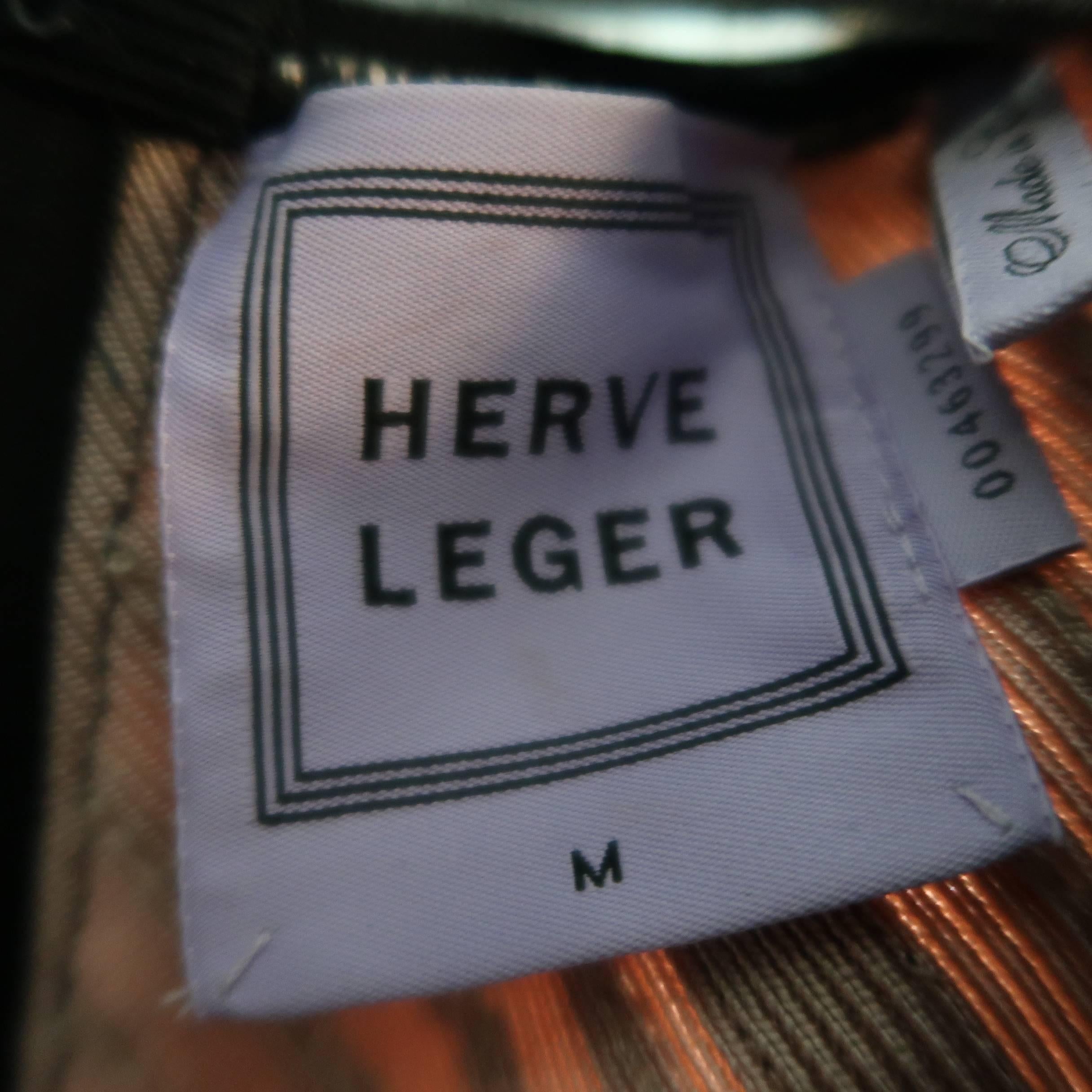 HERVE LEGER Size M Black & Beige Sequin Panel Strapless HALE Bandage Gown 7