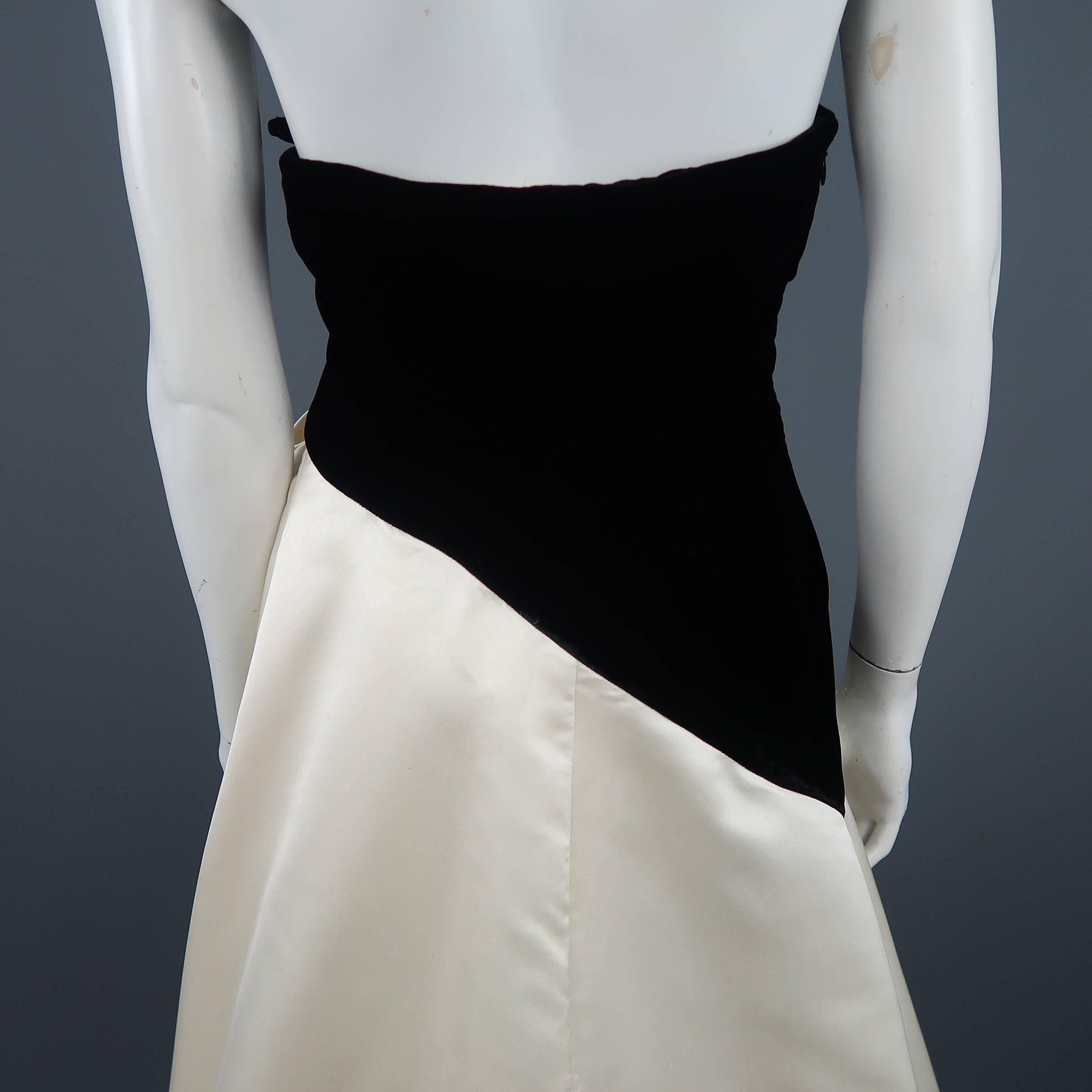 Arnold Scaasi Gown - Vintage Black and Cream Silk Velvet Bustier Dress 3