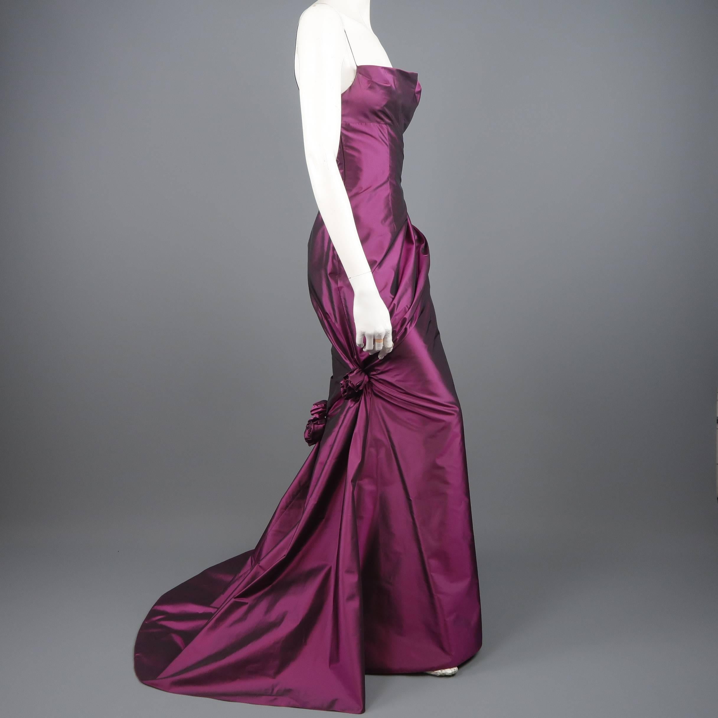 Women's RICHARD TYLER Dress - Gown - Purple Silk Taffeta Gathered Rosette