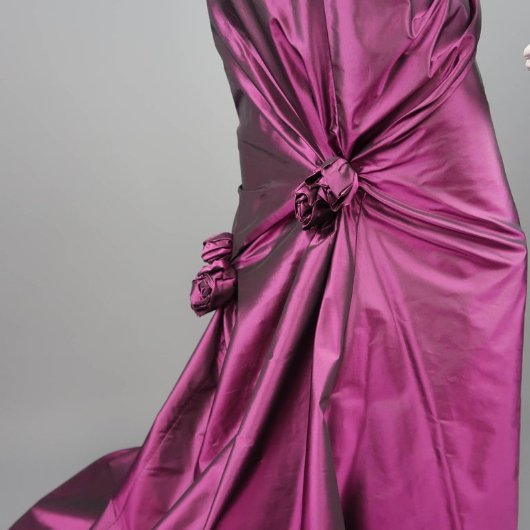 RICHARD TYLER Dress - Gown - Purple Silk Taffeta Gathered Rosette at ...